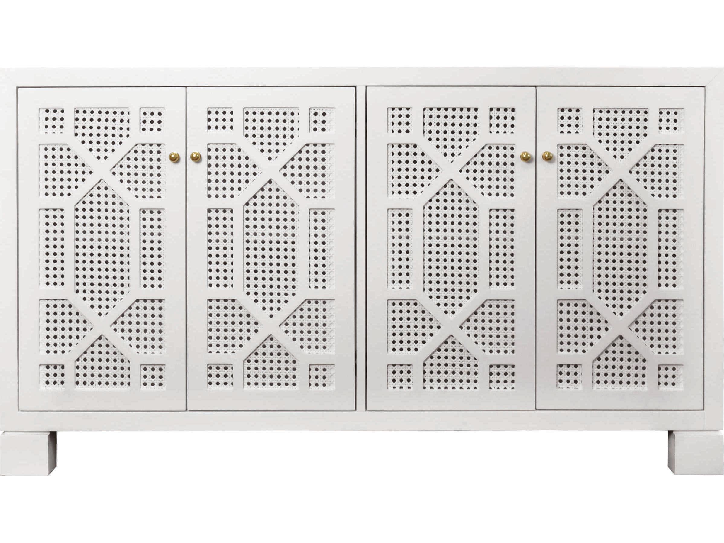 Worlds Away 58" Matte White Lacquer Sideboard