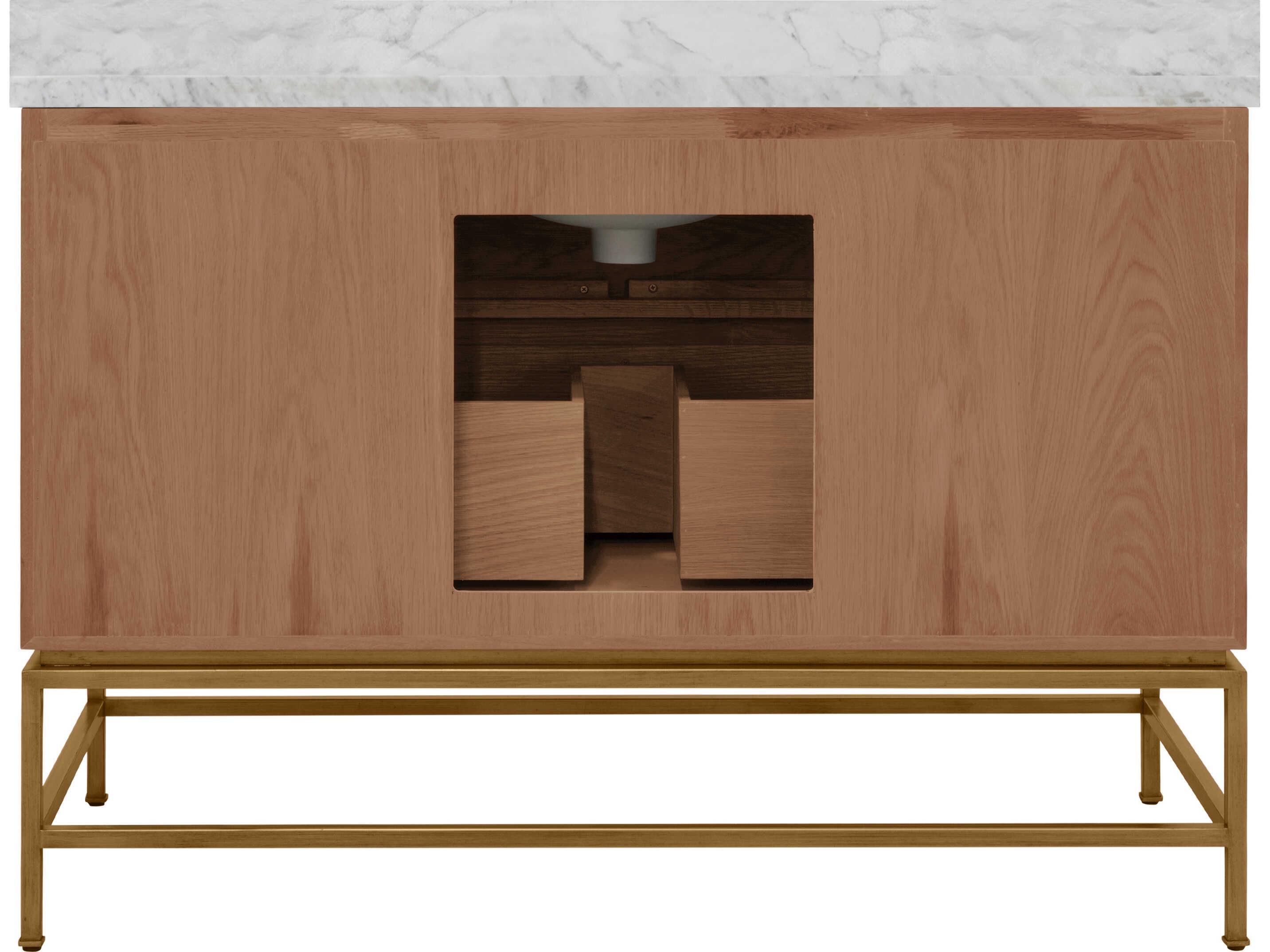 Worlds Away Clifford Brown Vanity with White Marble Top and Porcelain Sink