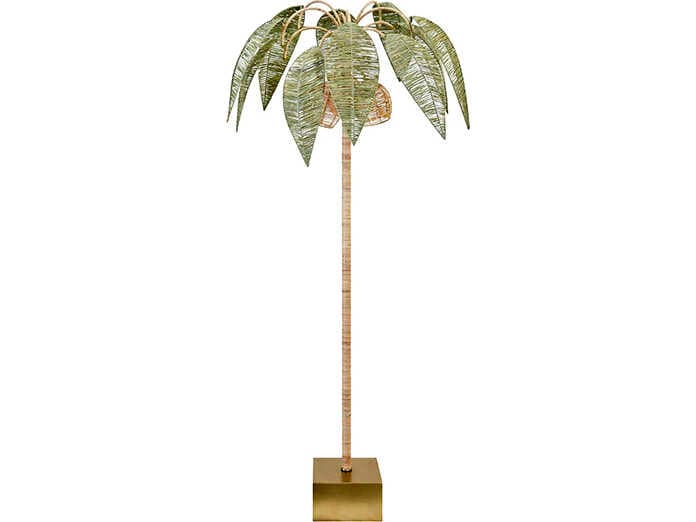 Worlds Away Coco Green Brass Floor Lamp
