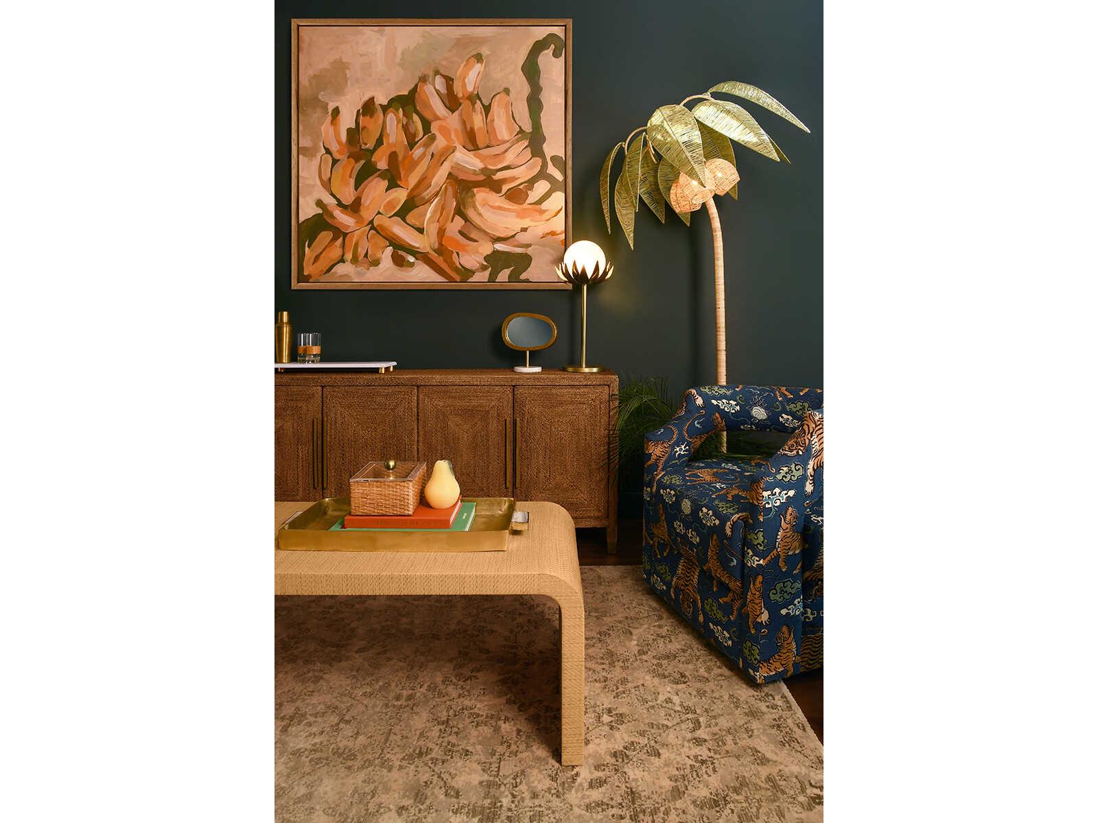 Worlds Away Coco Green Brass Floor Lamp