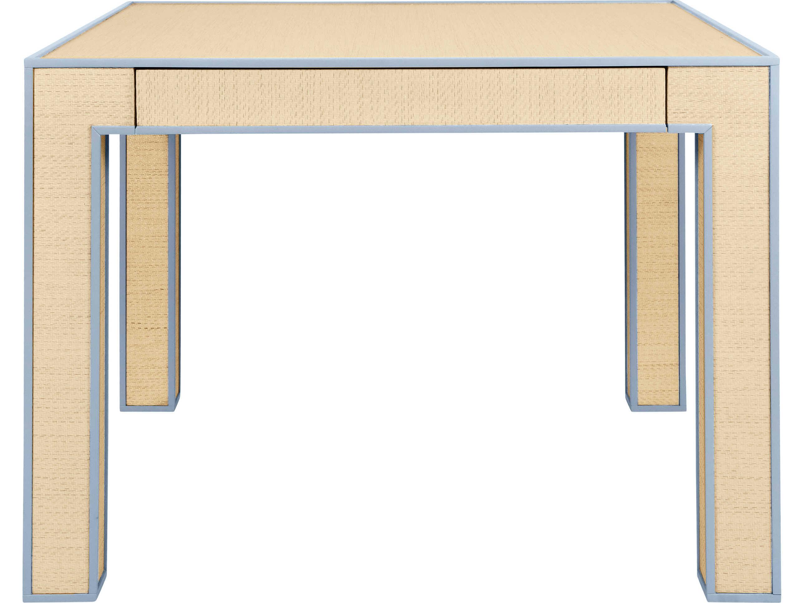 Worlds Away Collins Beige Solid Wood Blue Dining Table