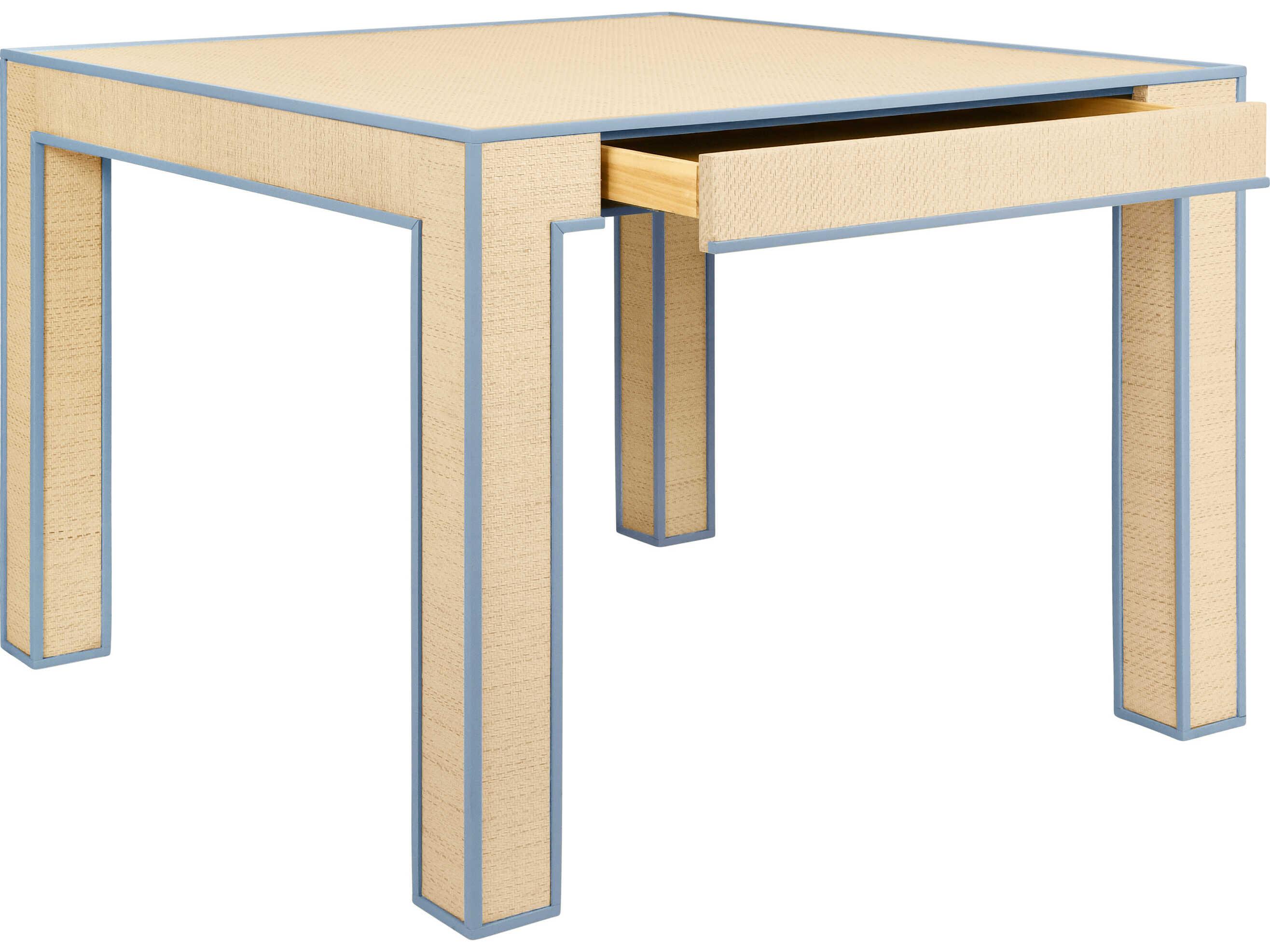 Worlds Away Collins Beige Solid Wood Blue Dining Table