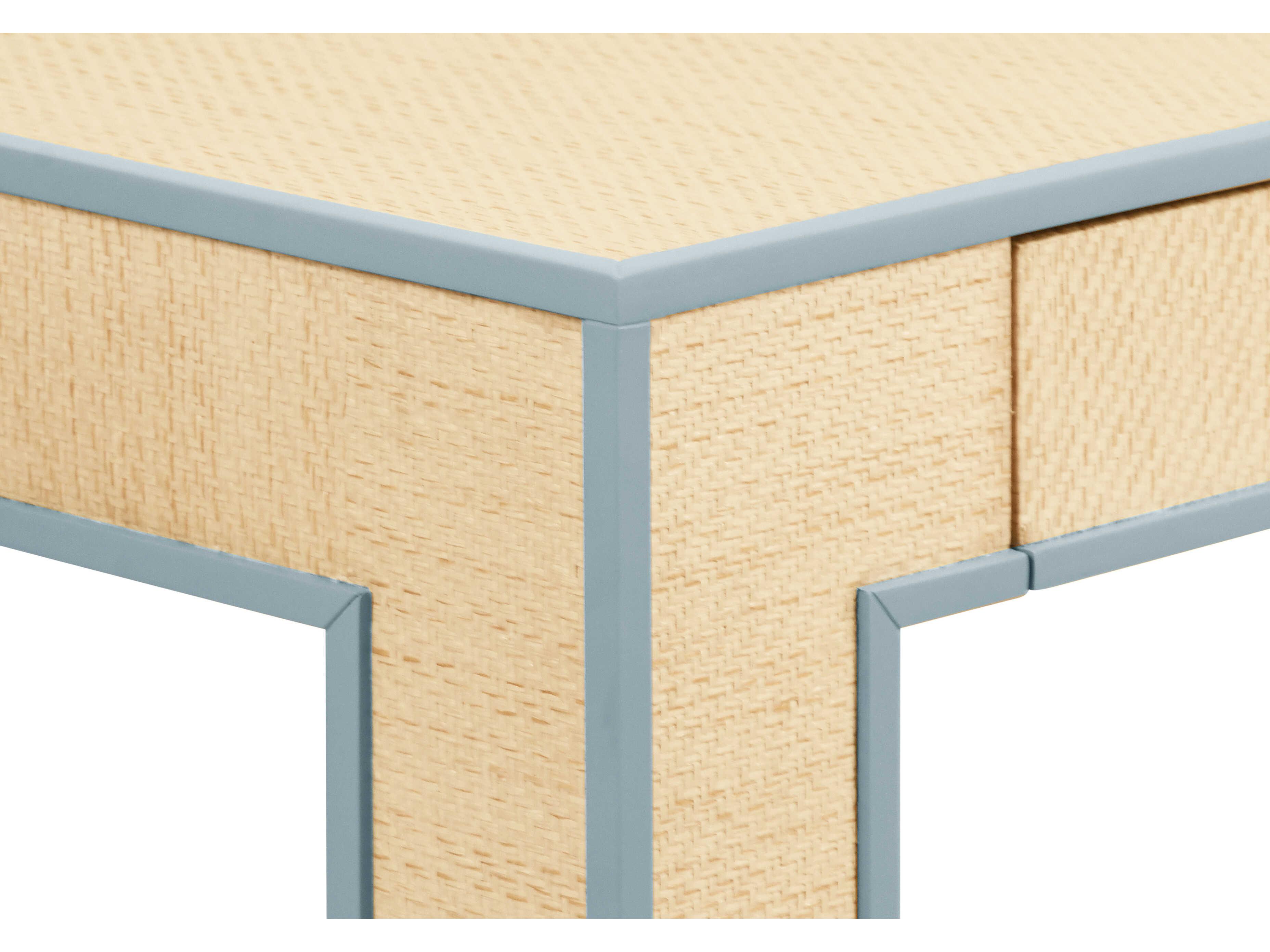 Worlds Away Collins Beige Solid Wood Blue Dining Table