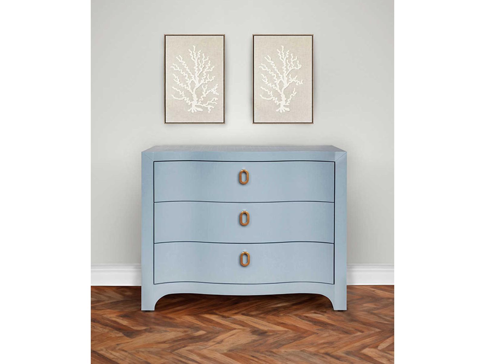Worlds Away 3-Drawers Light Blue Accent Chest