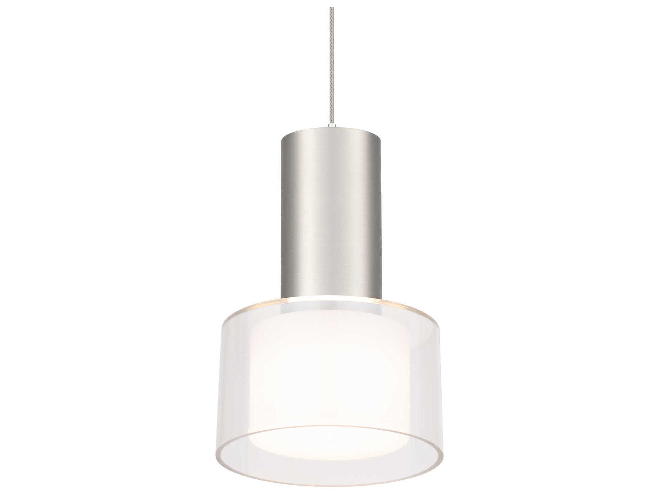 WAC Lighting Twist-N-Lite 1-Light Brushed Nickel White Drum Mini Pendant