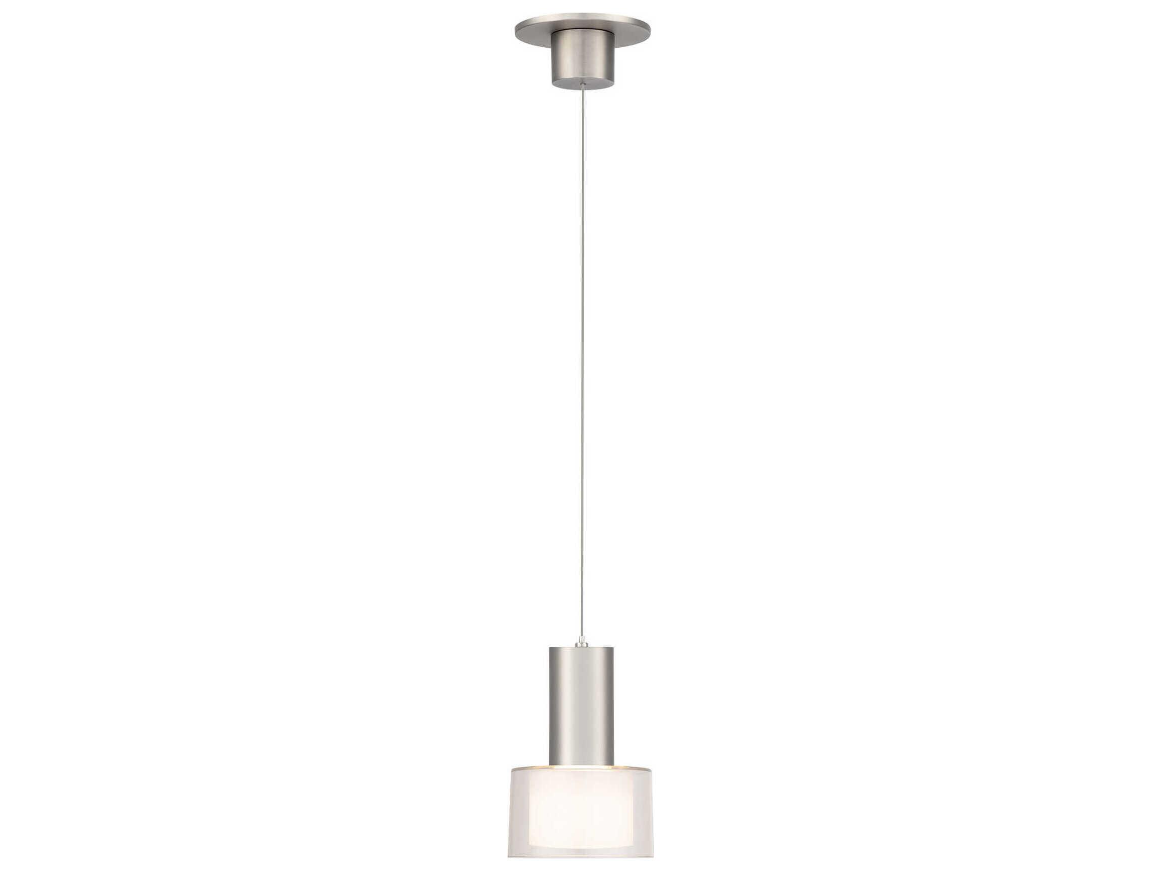 WAC Lighting Twist-N-Lite 1-Light Brushed Nickel White Drum Mini Pendant