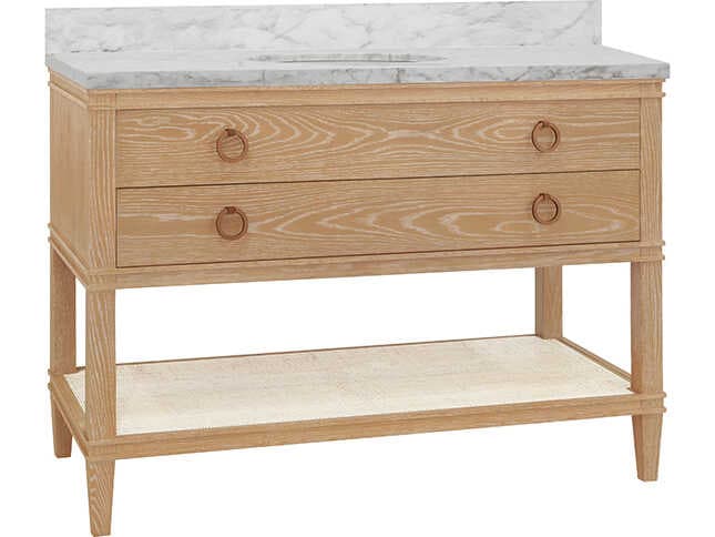 Worlds Away Cutler Brown Vanity with White Marble Top Porcelain Sink