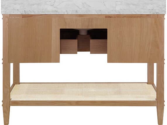 Worlds Away Cutler Brown Vanity with White Marble Top Porcelain Sink