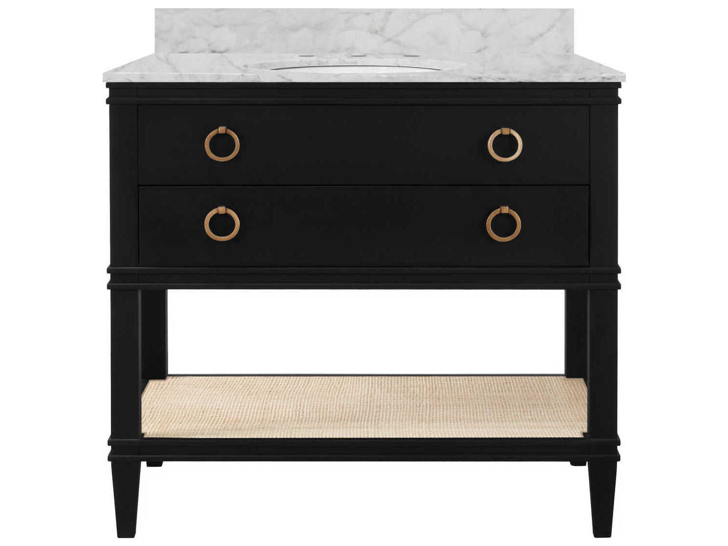 Worlds Away White Carrara Marble / Matte Black Vanity