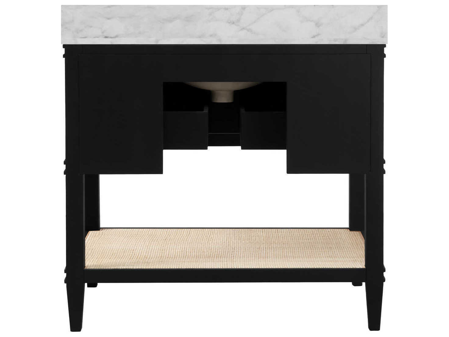 Worlds Away White Carrara Marble / Matte Black Vanity