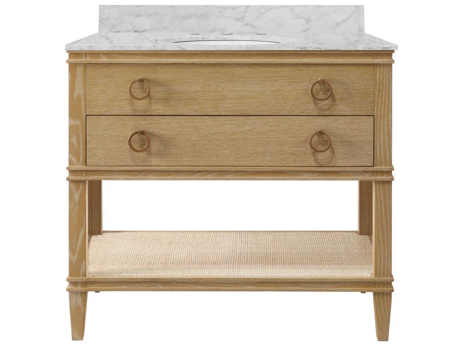 Worlds Away White Carrara Marble / Cerused Oak Vanity