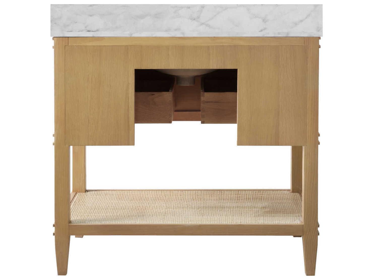 Worlds Away White Carrara Marble / Cerused Oak Vanity