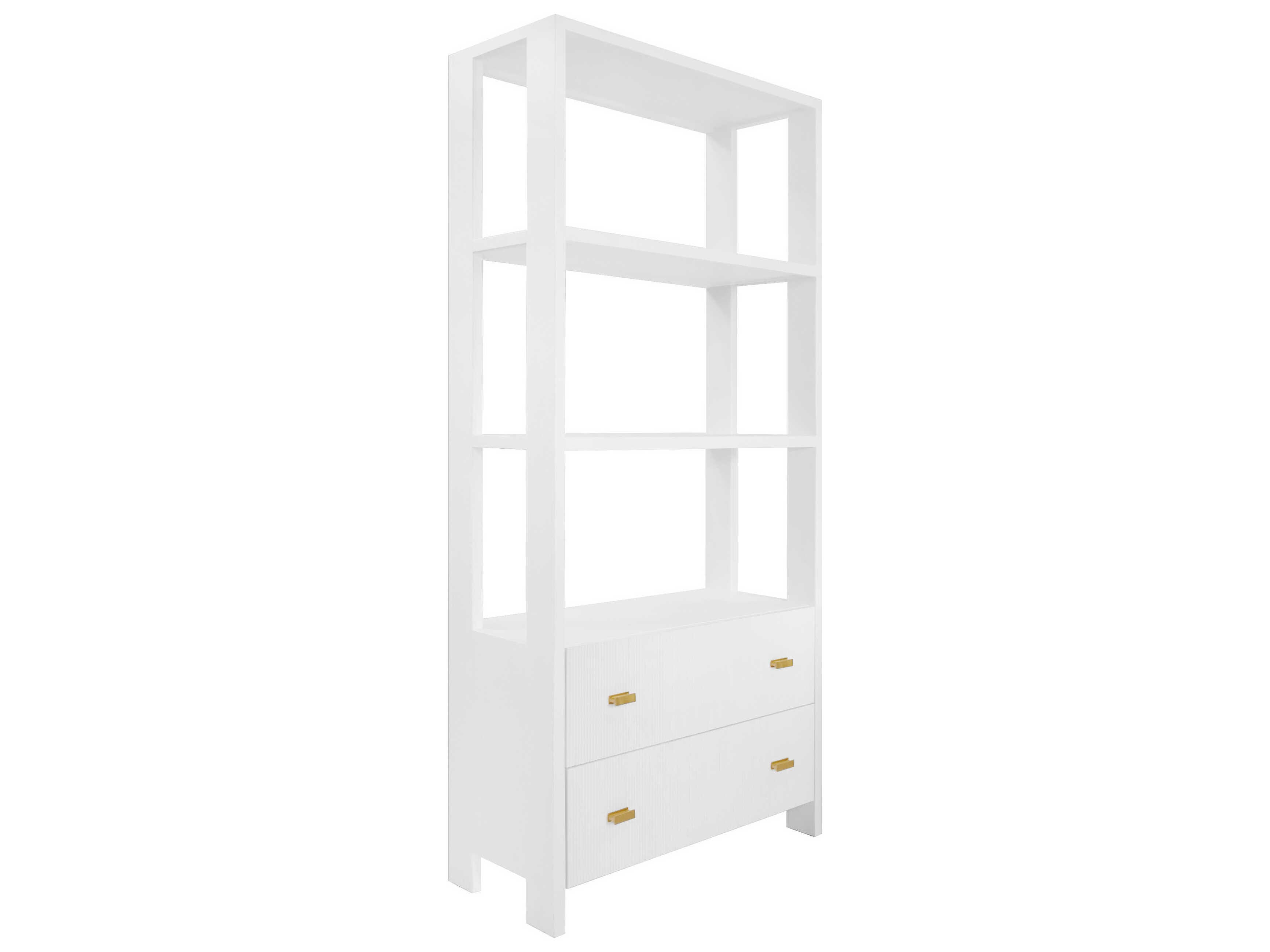 Worlds Away Matte White Lacquer Etagere