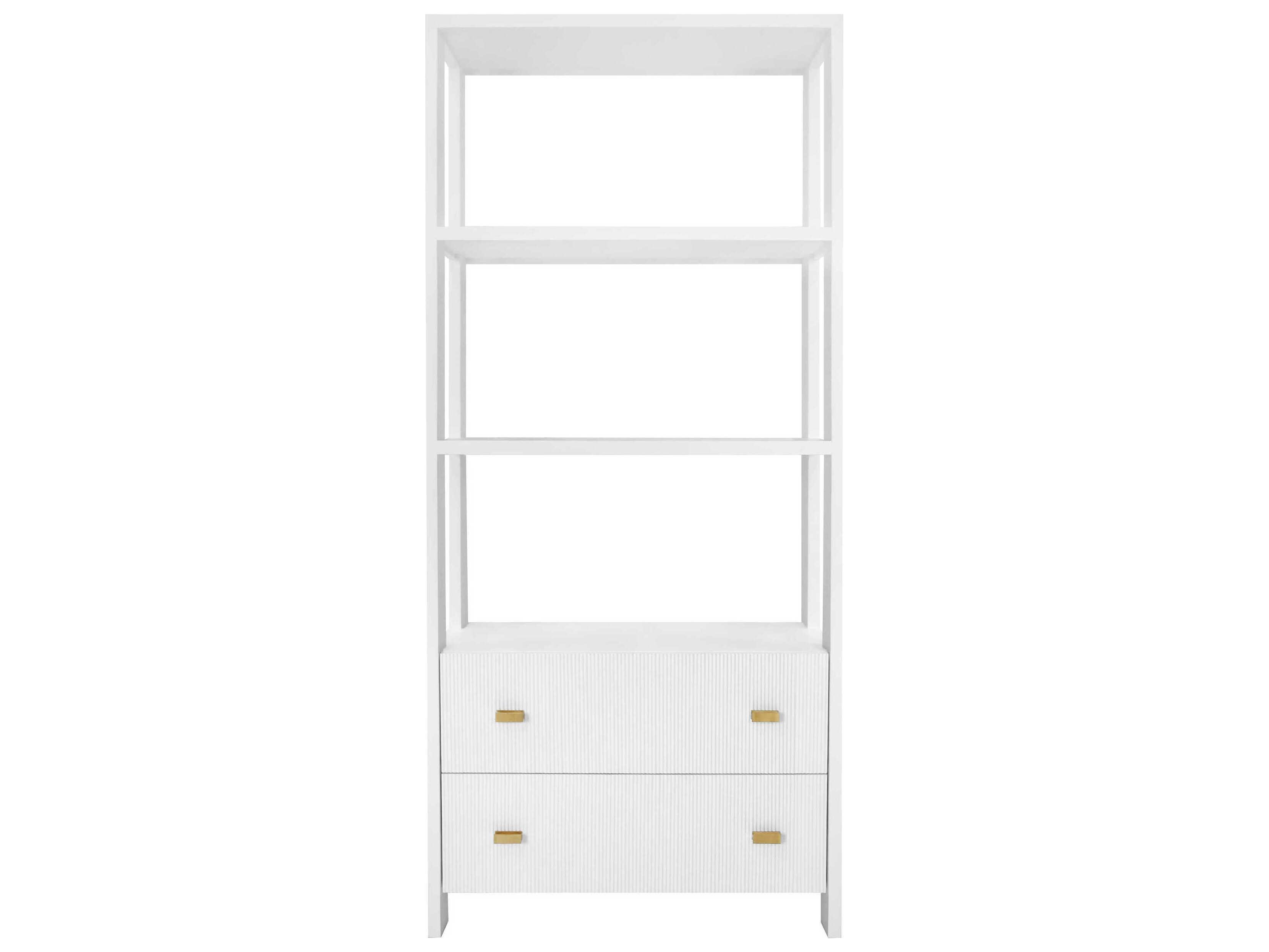 Worlds Away Matte White Lacquer Etagere