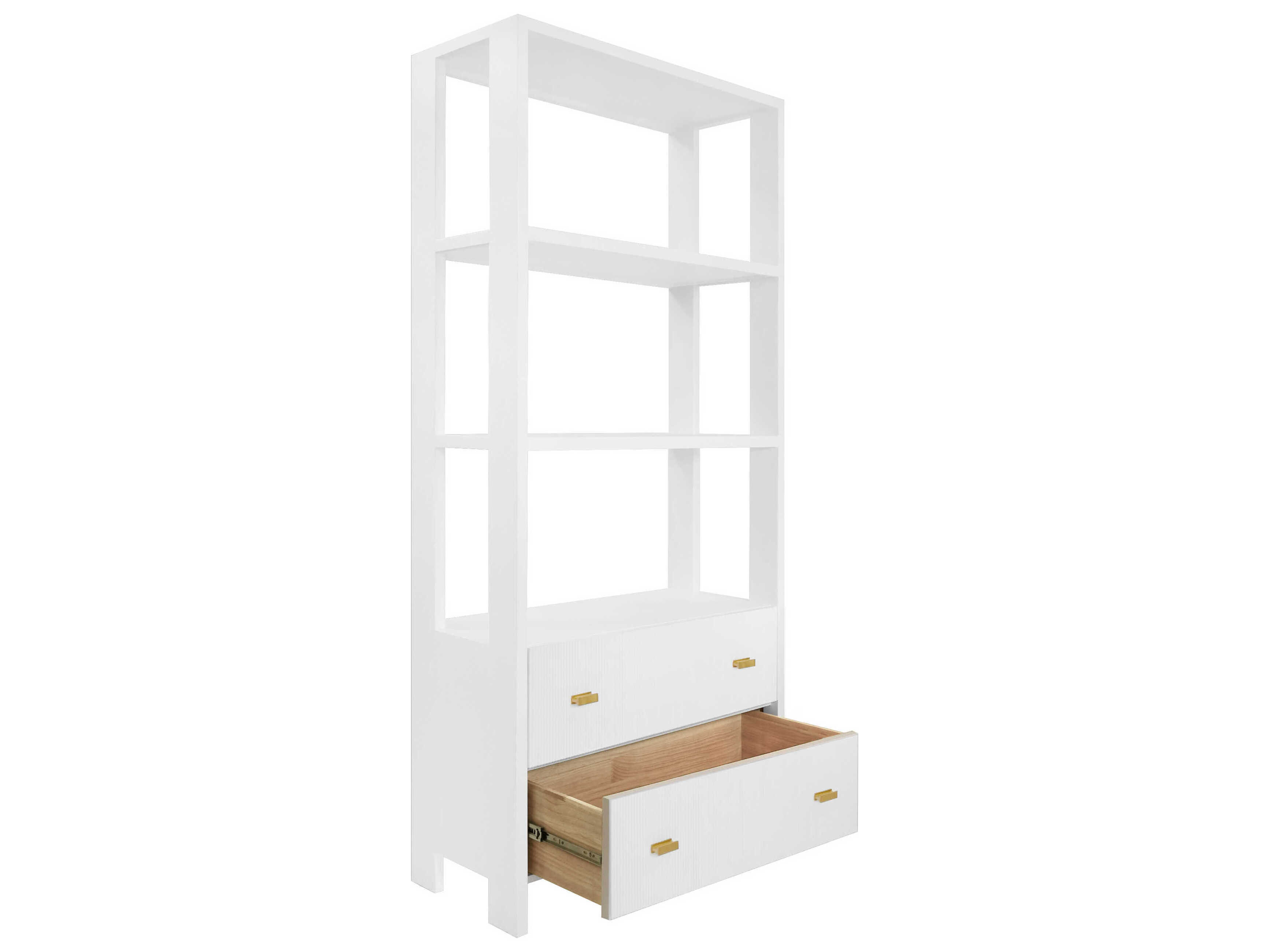 Worlds Away Matte White Lacquer Etagere