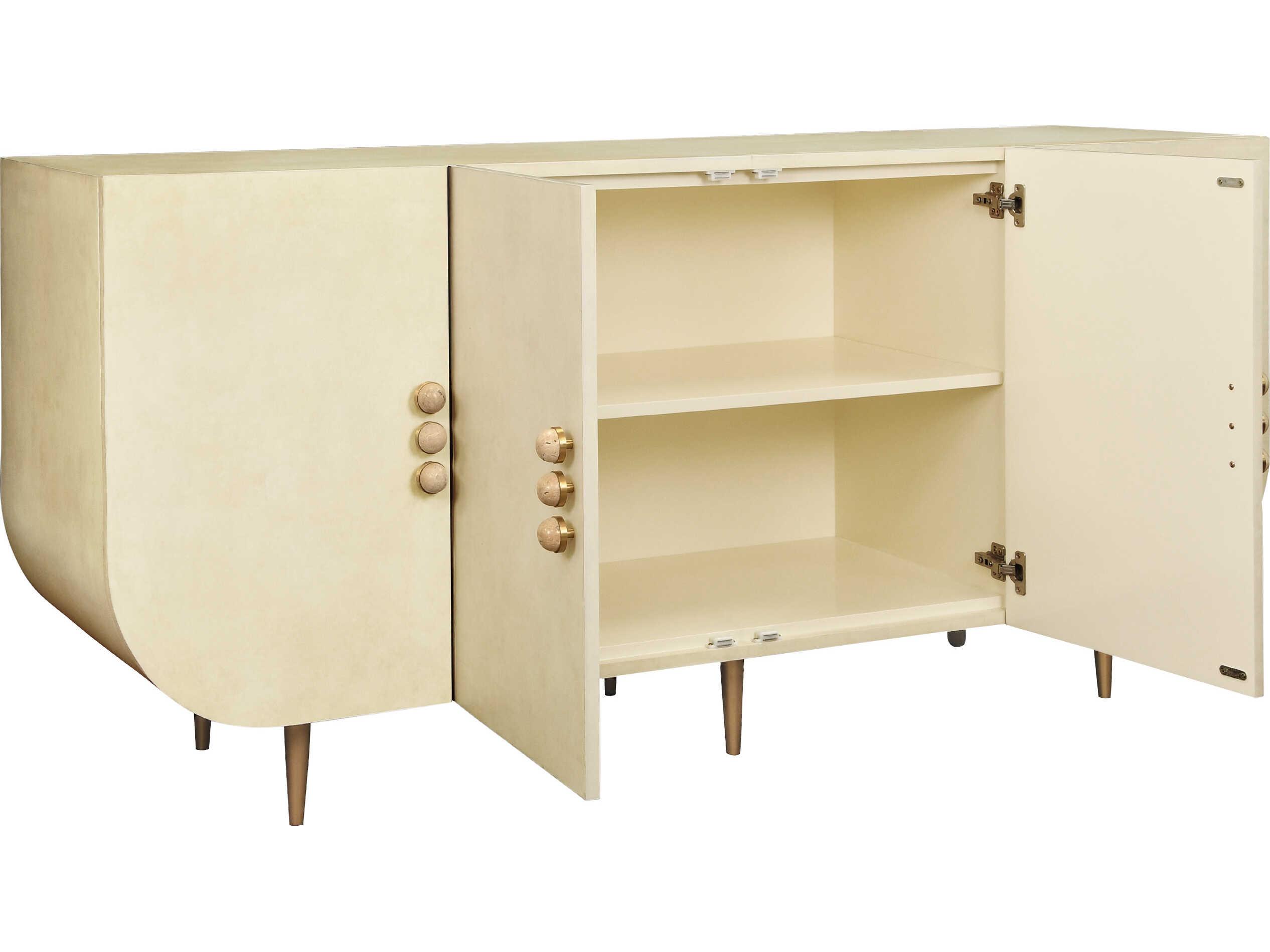 Worlds Away Deluca 72" Solid Wood Beige Sideboard