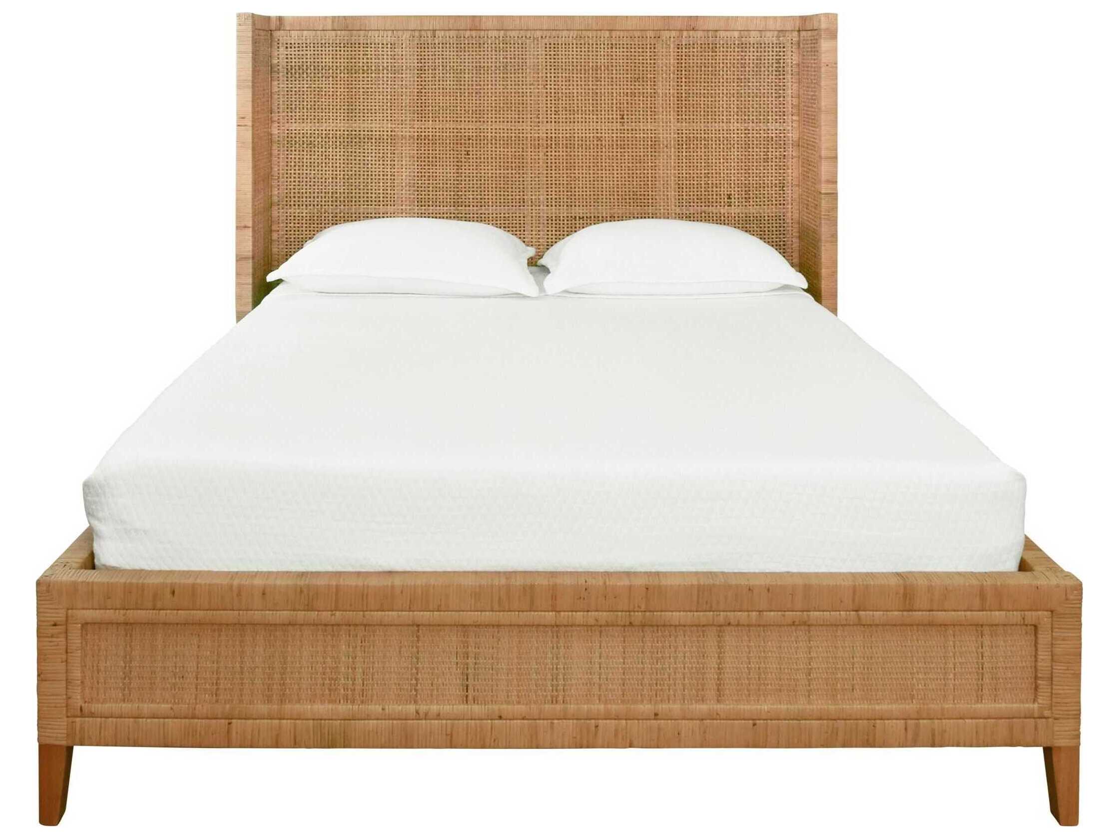 Worlds Away Brown Rattan Wood Queen Platform Bed