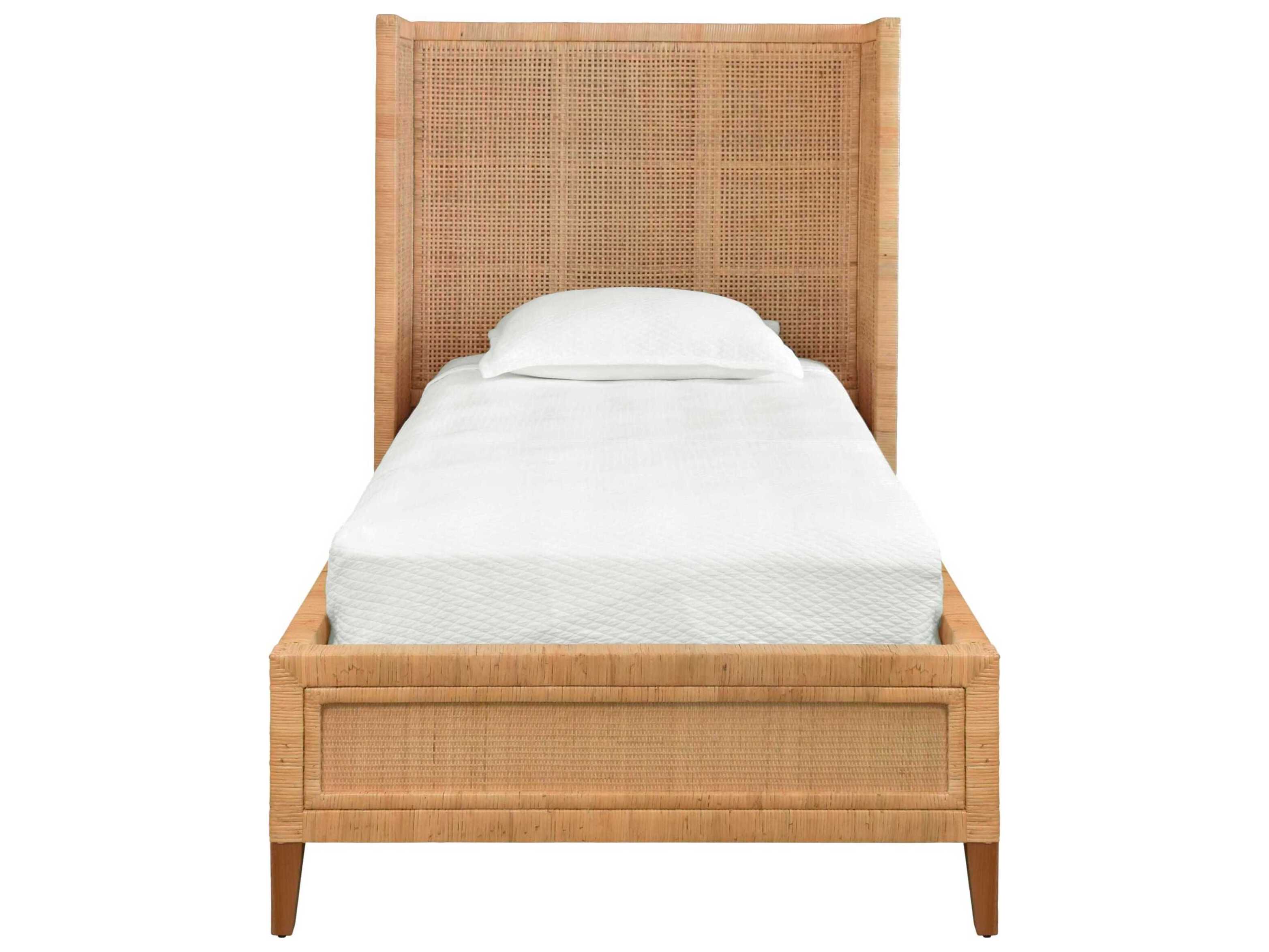 Worlds Away Brown Rattan Wood Twin Platform Bed