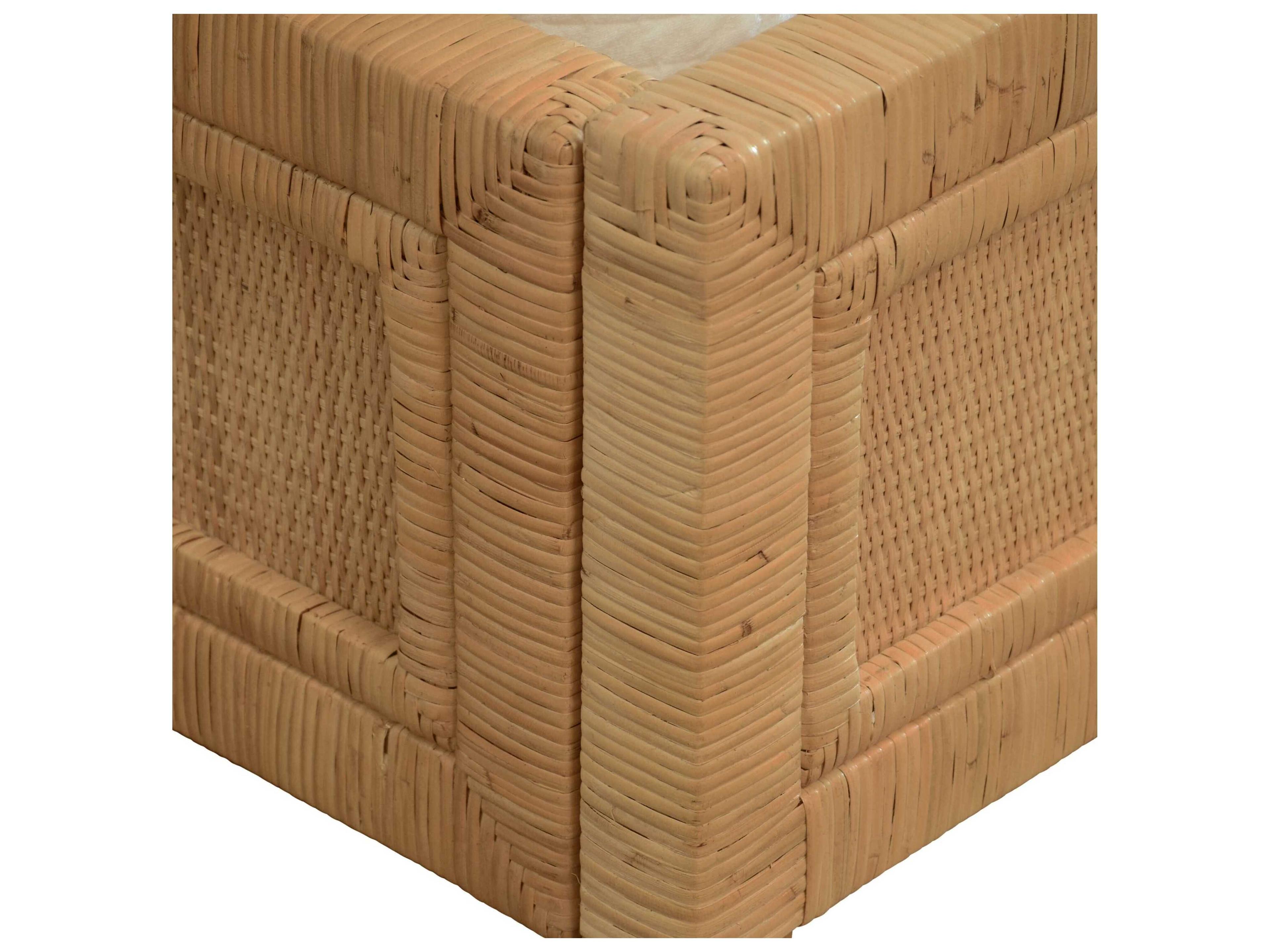 Worlds Away Brown Rattan Wood Twin Platform Bed