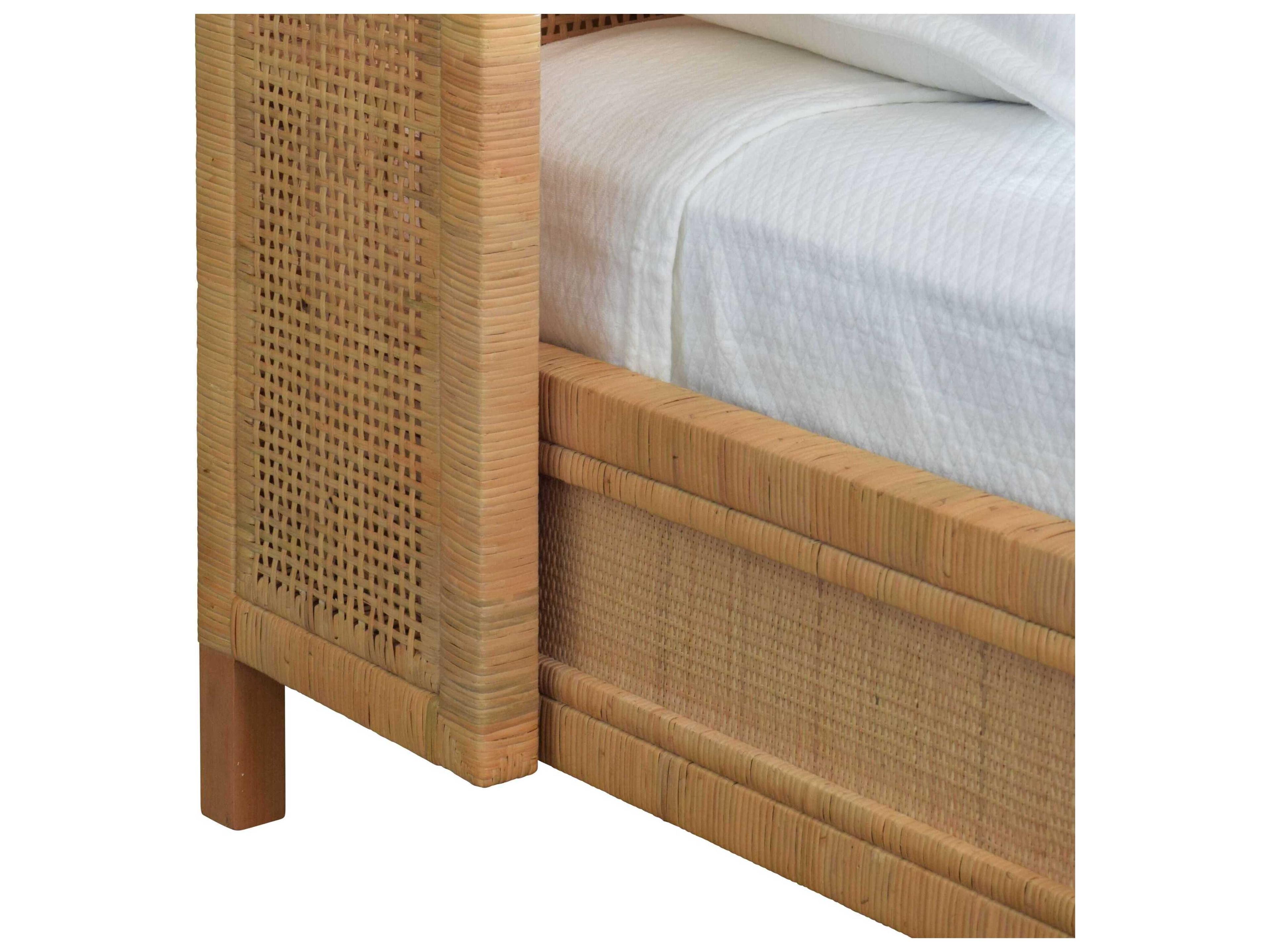 Worlds Away Brown Rattan Wood Twin Platform Bed