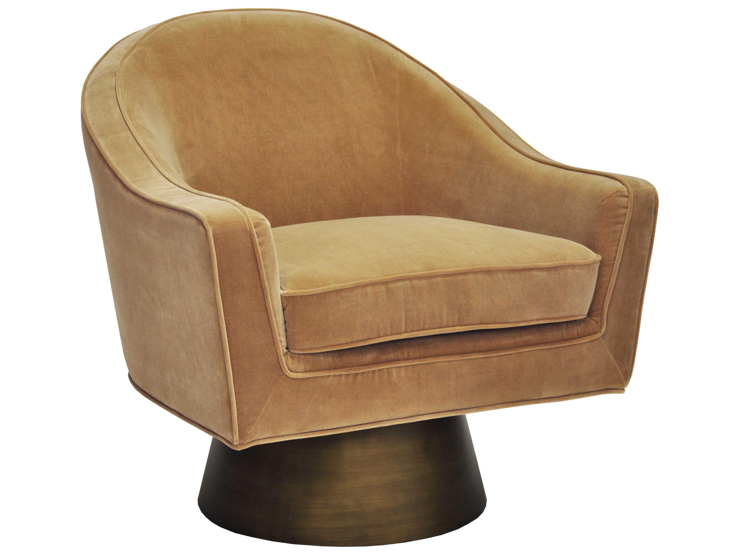 Worlds Away Swivel Brown Fabric Accent Chair