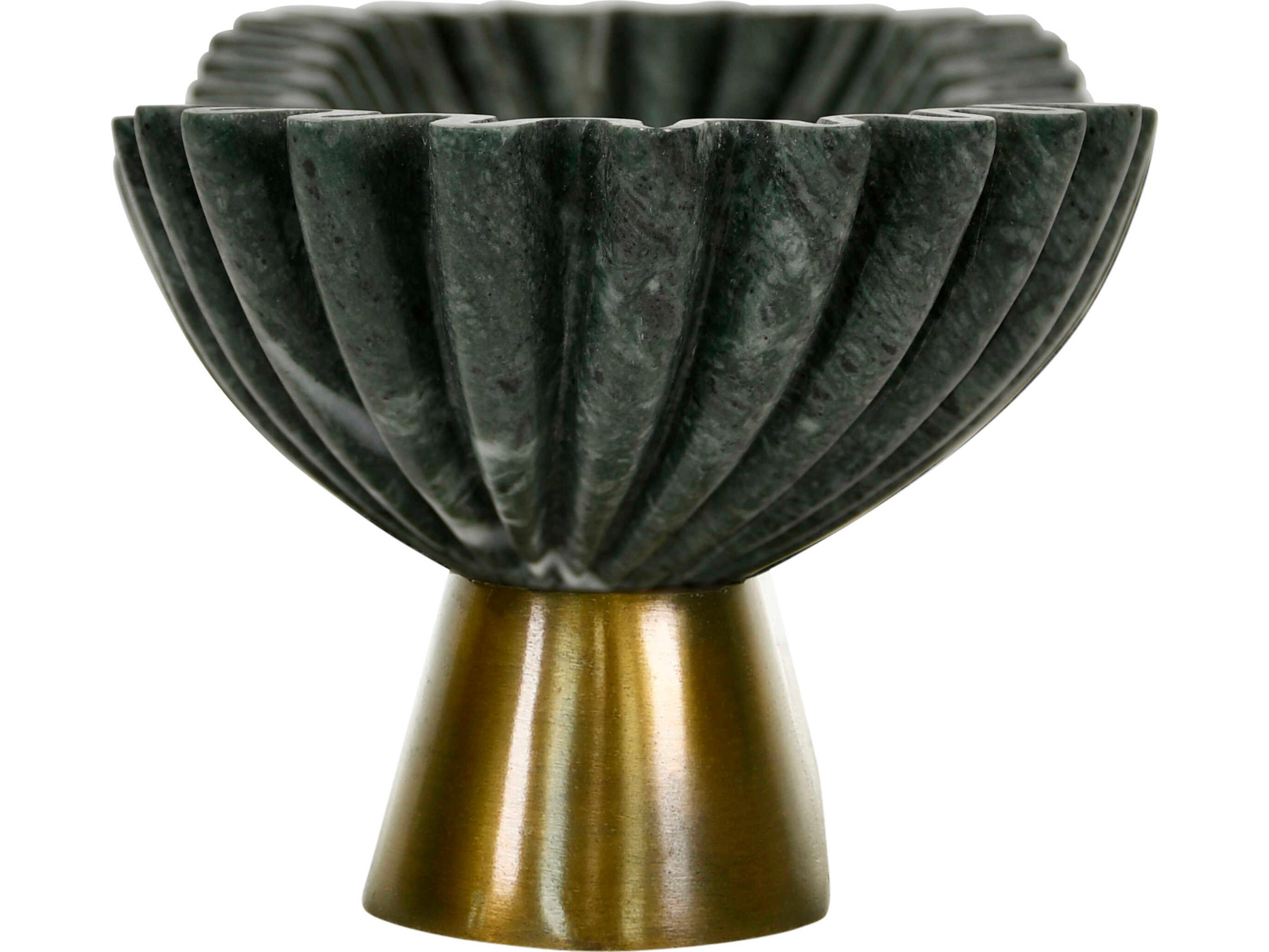 Worlds Away Drago Oval Fluted Green Marble Decorative Plate