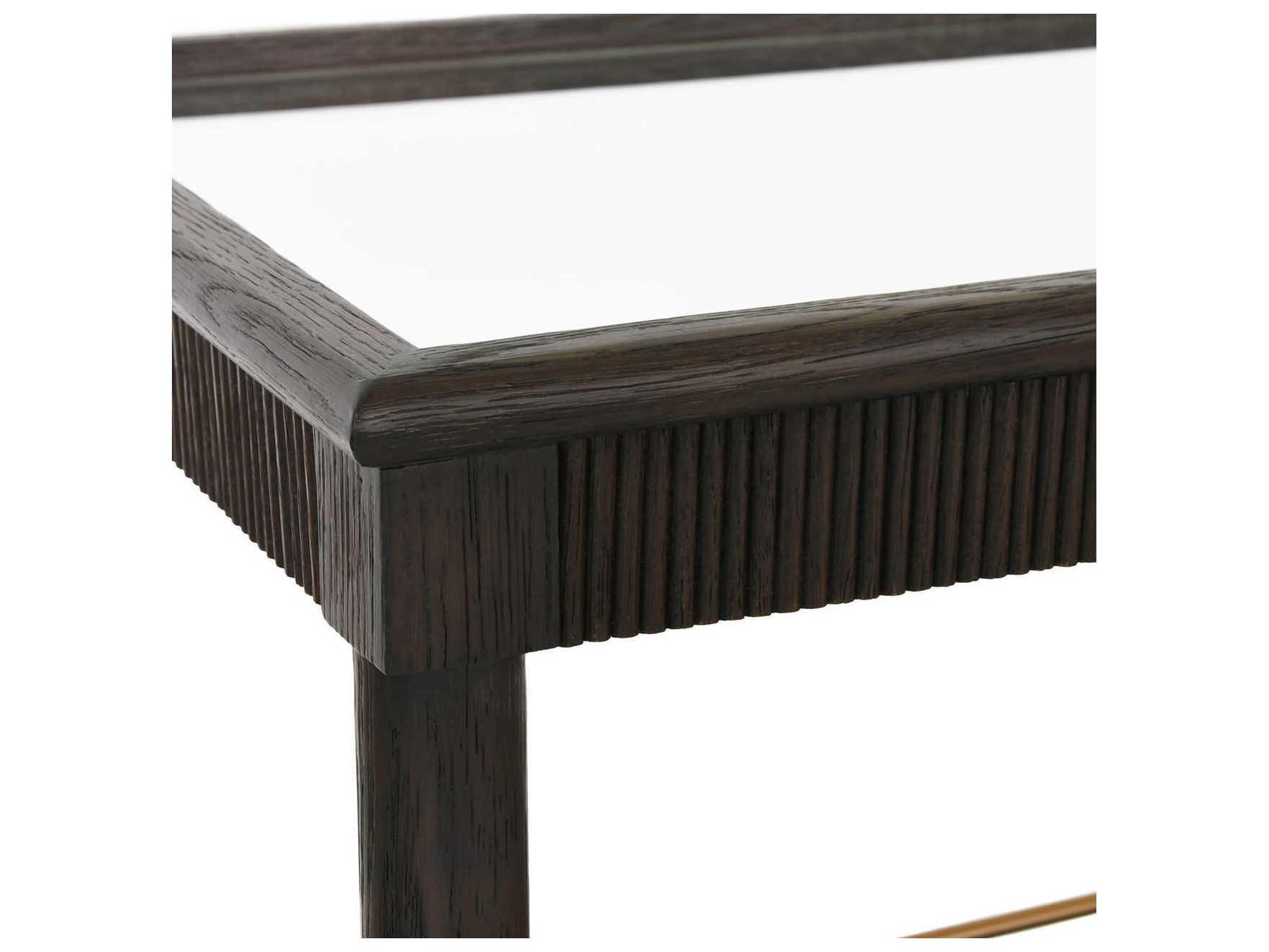 Worlds Away Glass Brown Espresso Oak Bar Cart