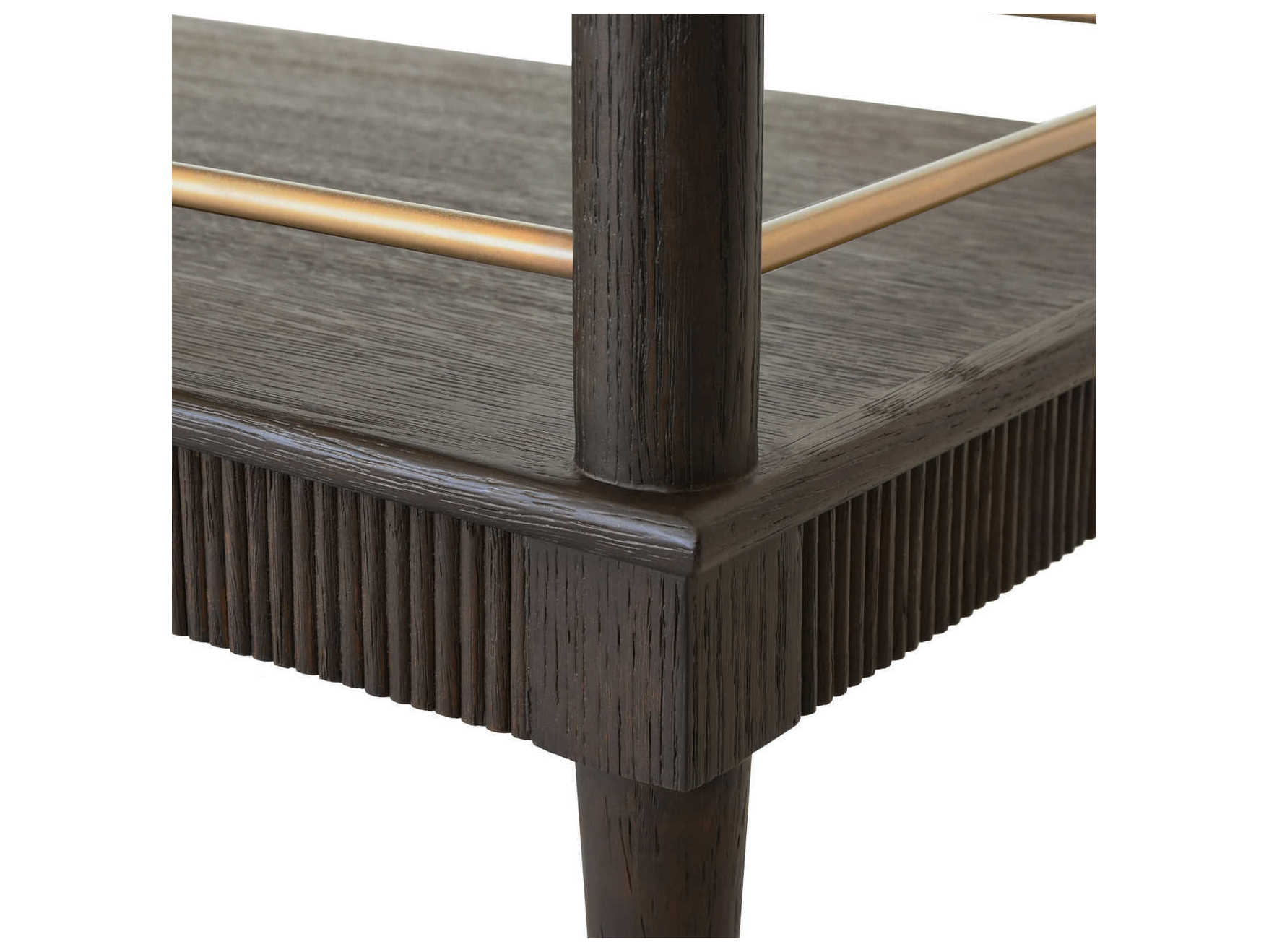 Worlds Away Glass Brown Espresso Oak Bar Cart