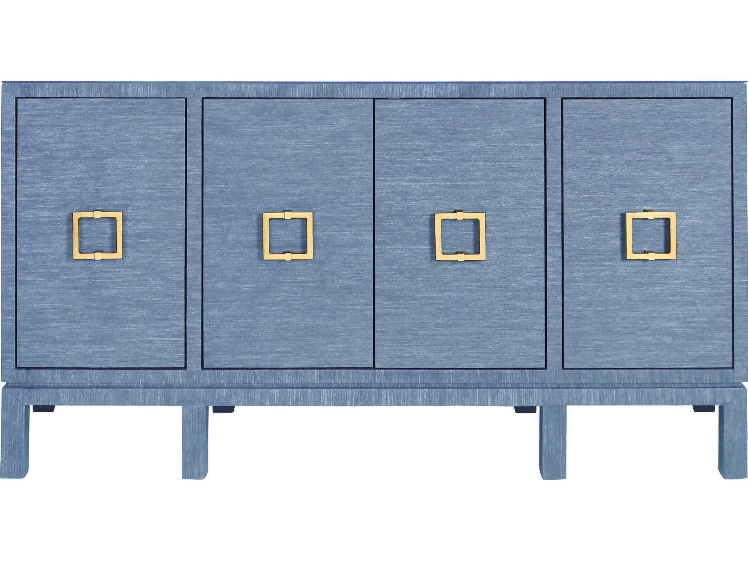 Worlds Away 62" Blue Dyed Grasscloth Sideboard