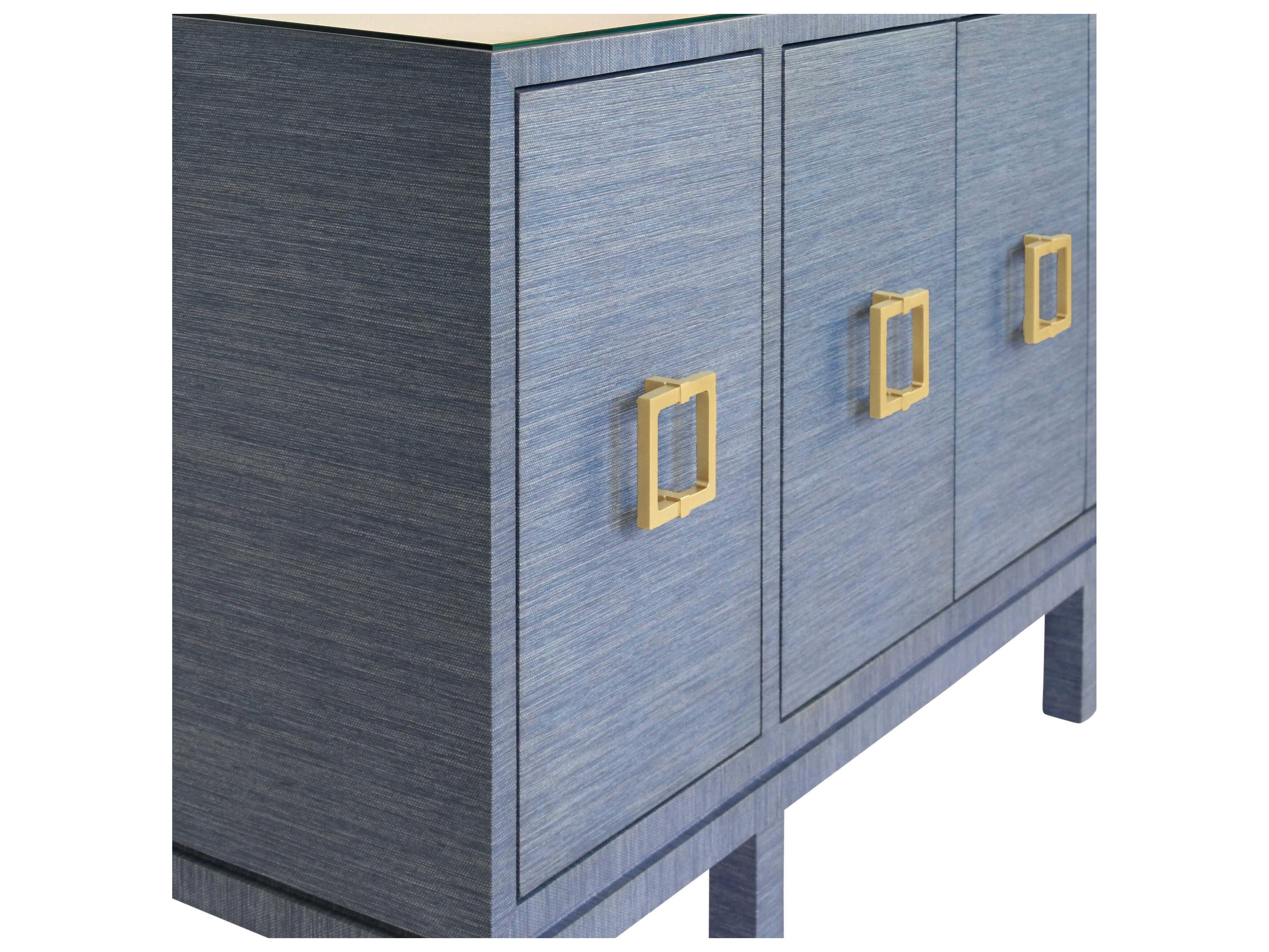 Worlds Away 62" Blue Dyed Grasscloth Sideboard