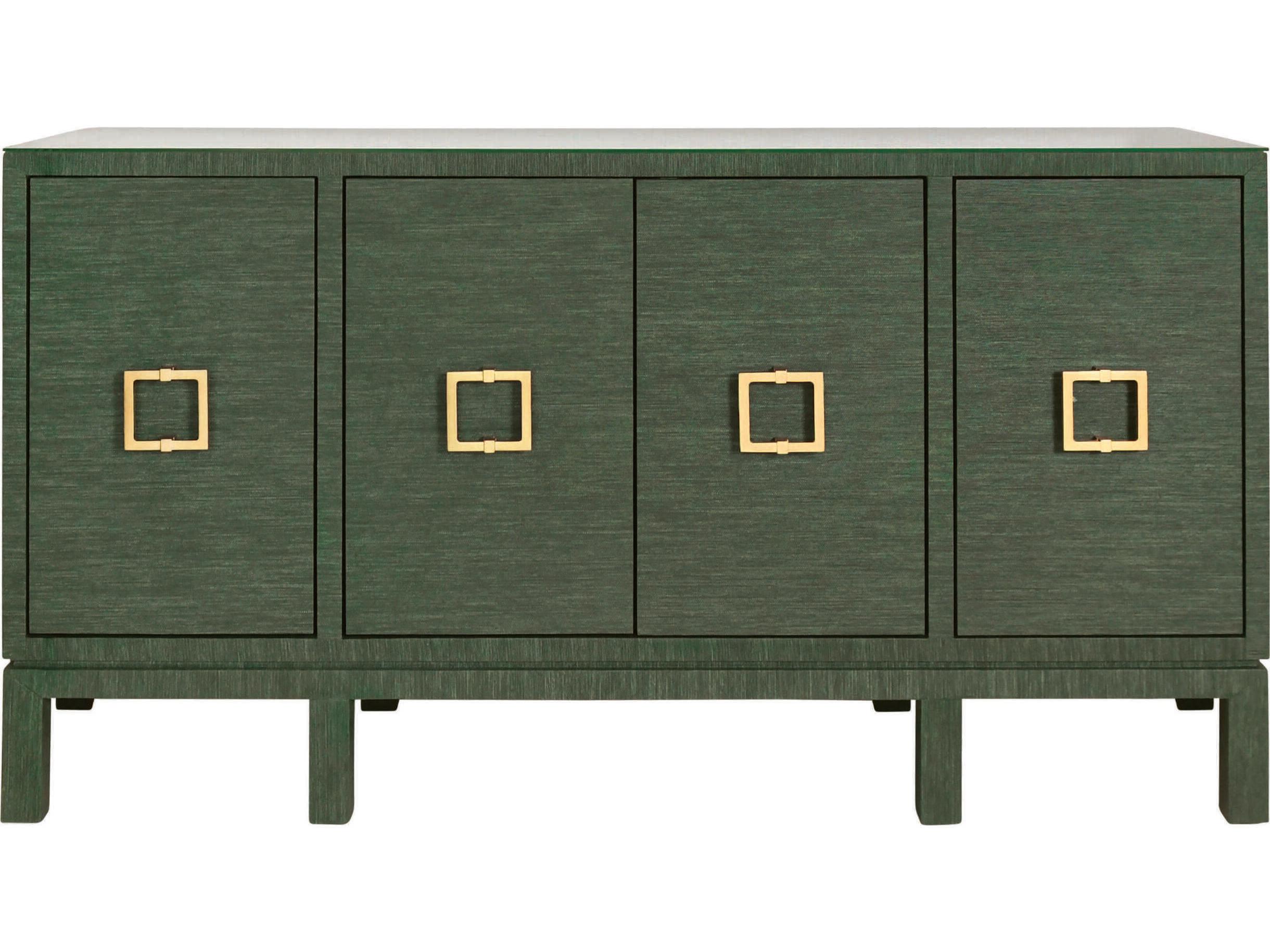 Worlds Away 62" Green Dyed Grasscloth Sideboard