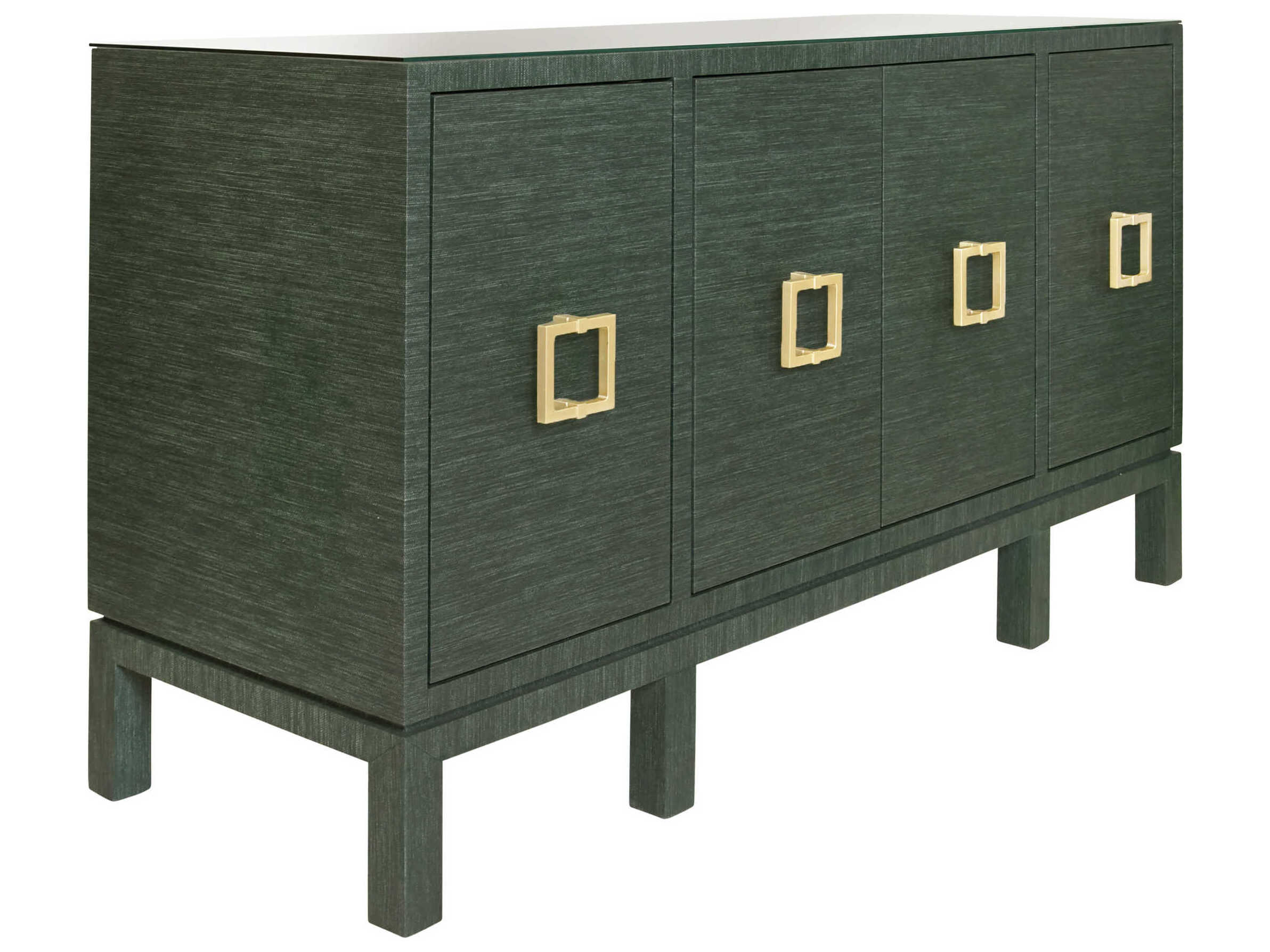 Worlds Away 62" Green Dyed Grasscloth Sideboard