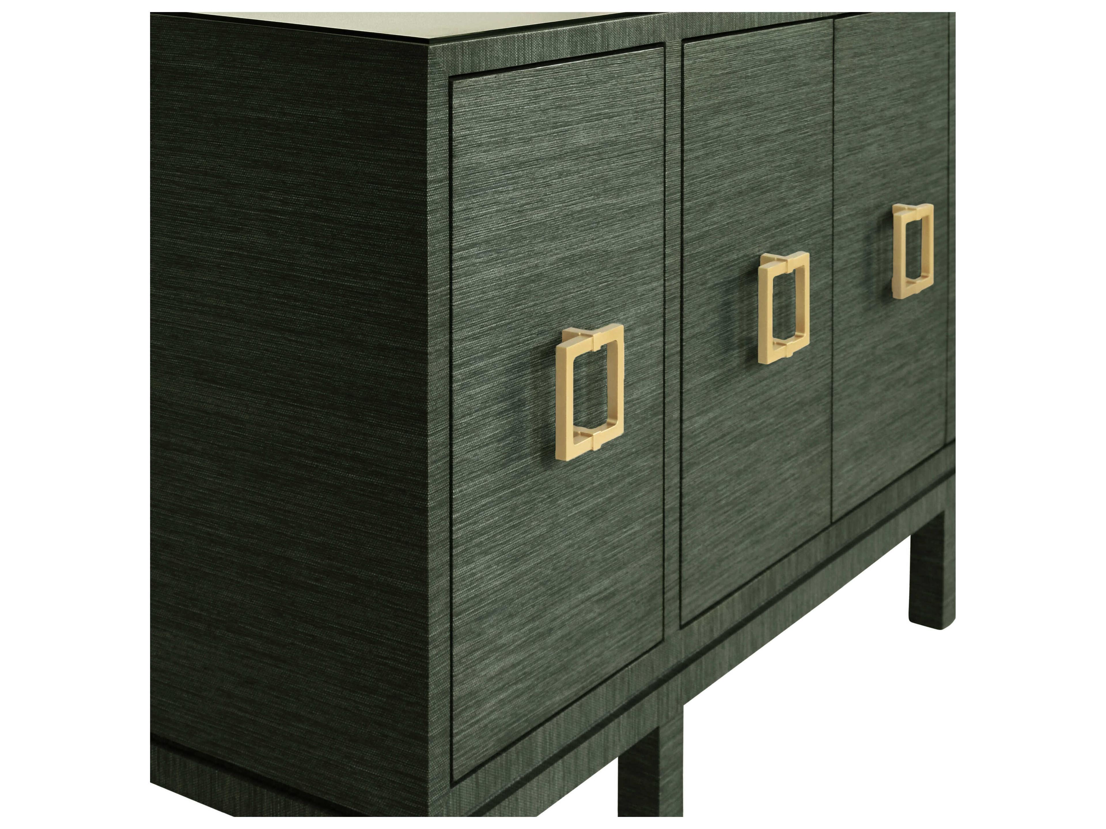Worlds Away 62" Green Dyed Grasscloth Sideboard