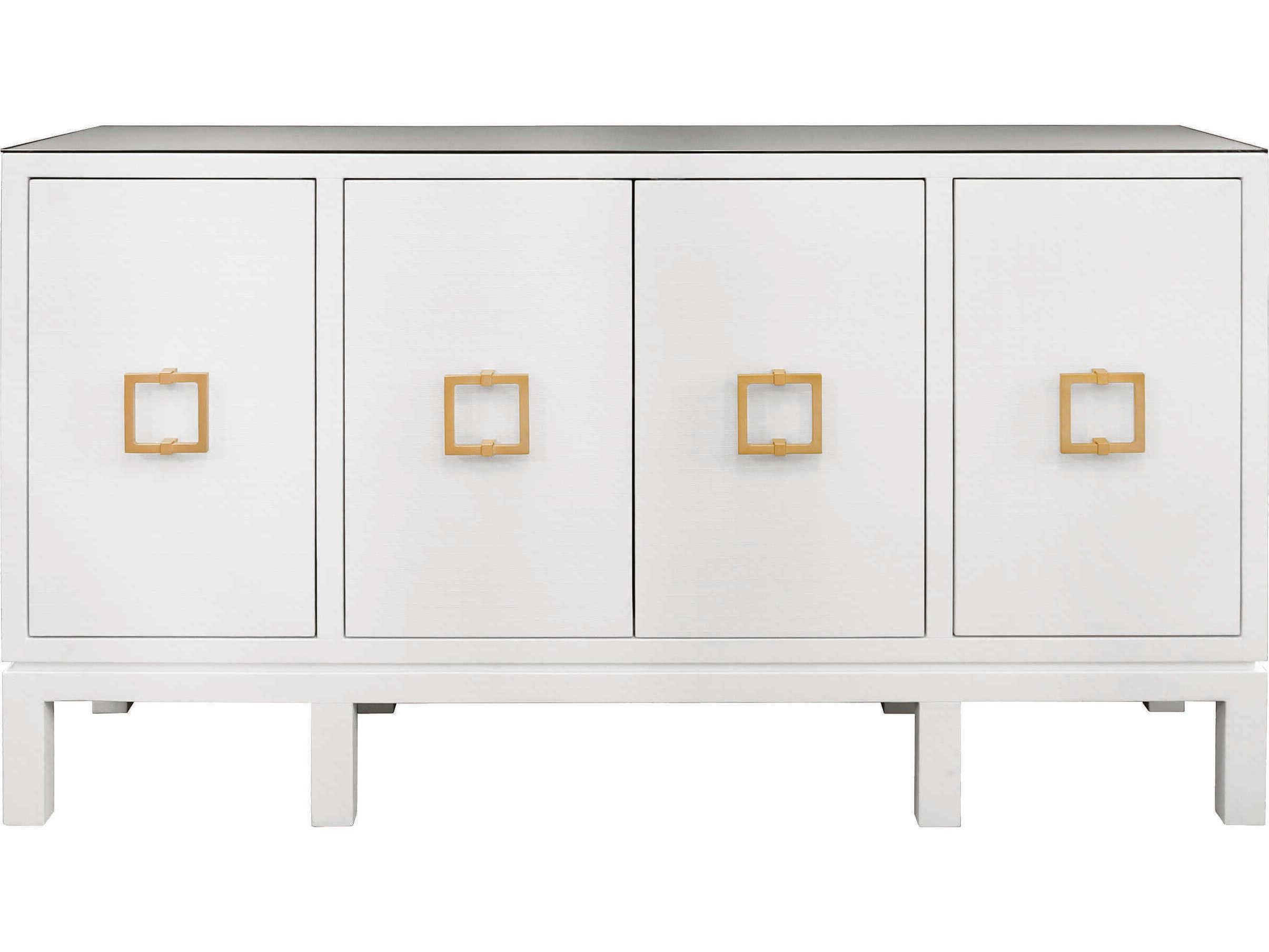Worlds Away 62" White Textured Linen Sideboard
