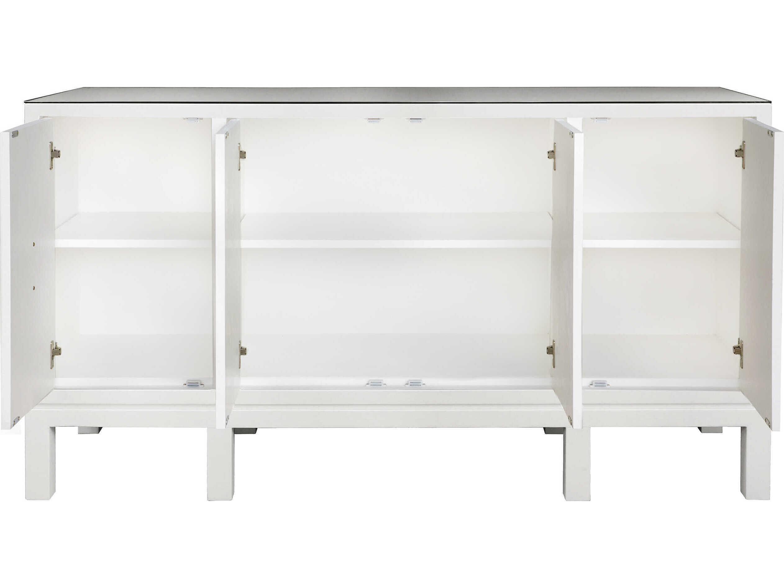 Worlds Away 62" White Textured Linen Sideboard