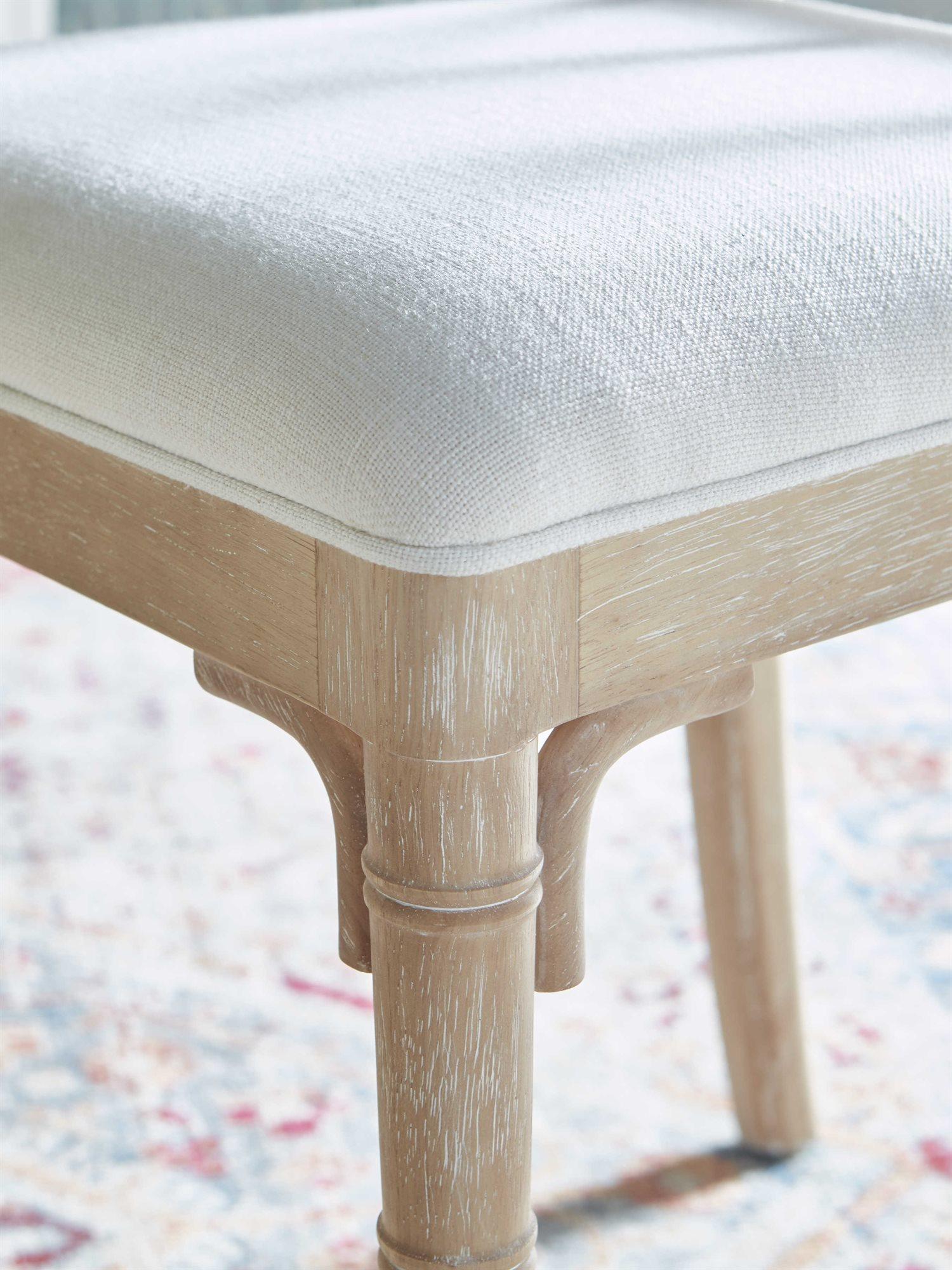 Worlds Away Oak Wood Brown Upholstered Side Dining Chair