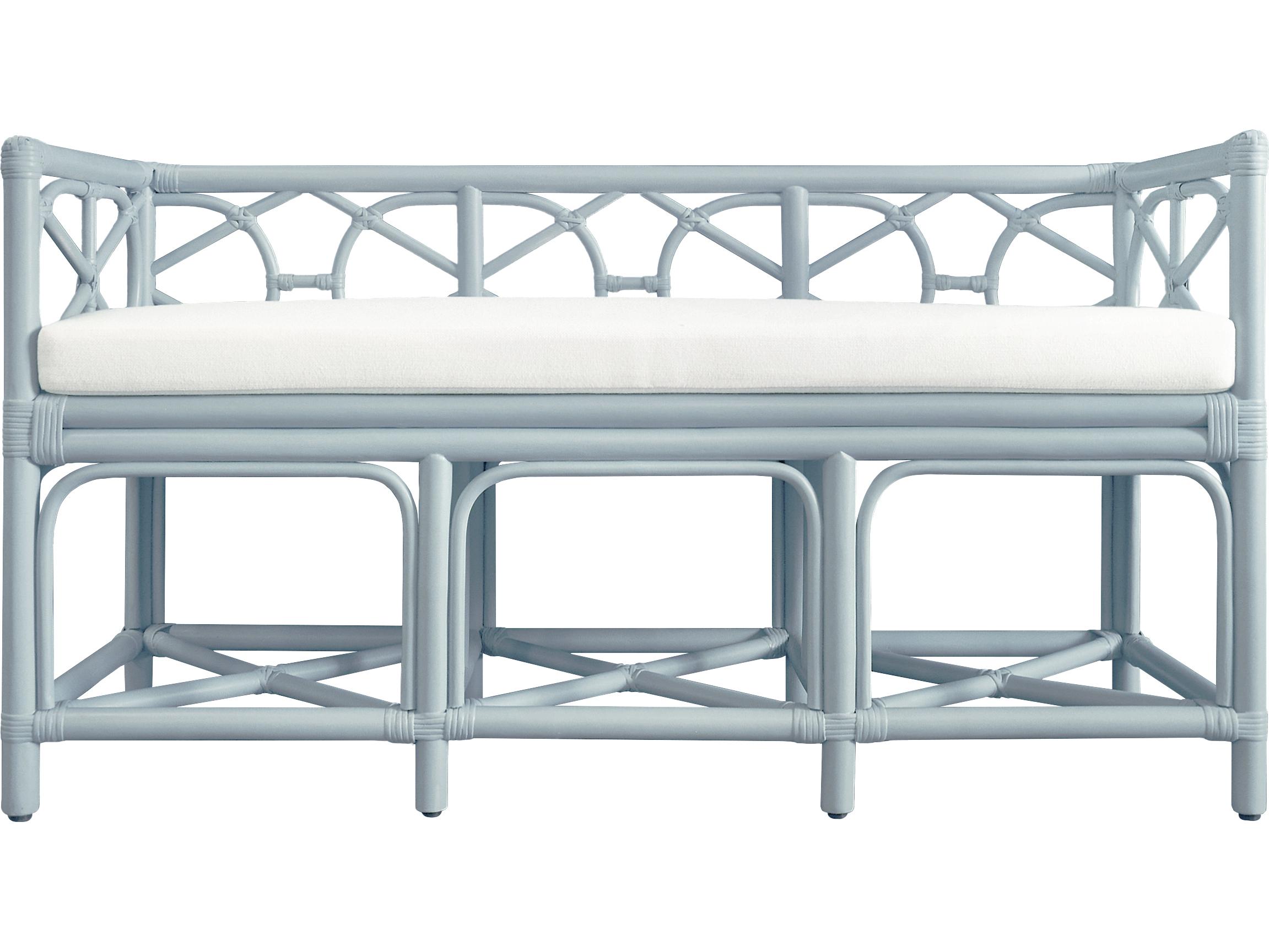 Worlds Away Blue Upholstered Accent Bench