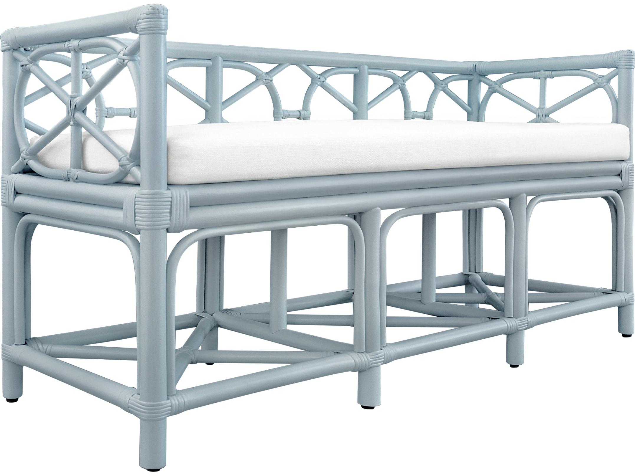 Worlds Away Blue Upholstered Accent Bench