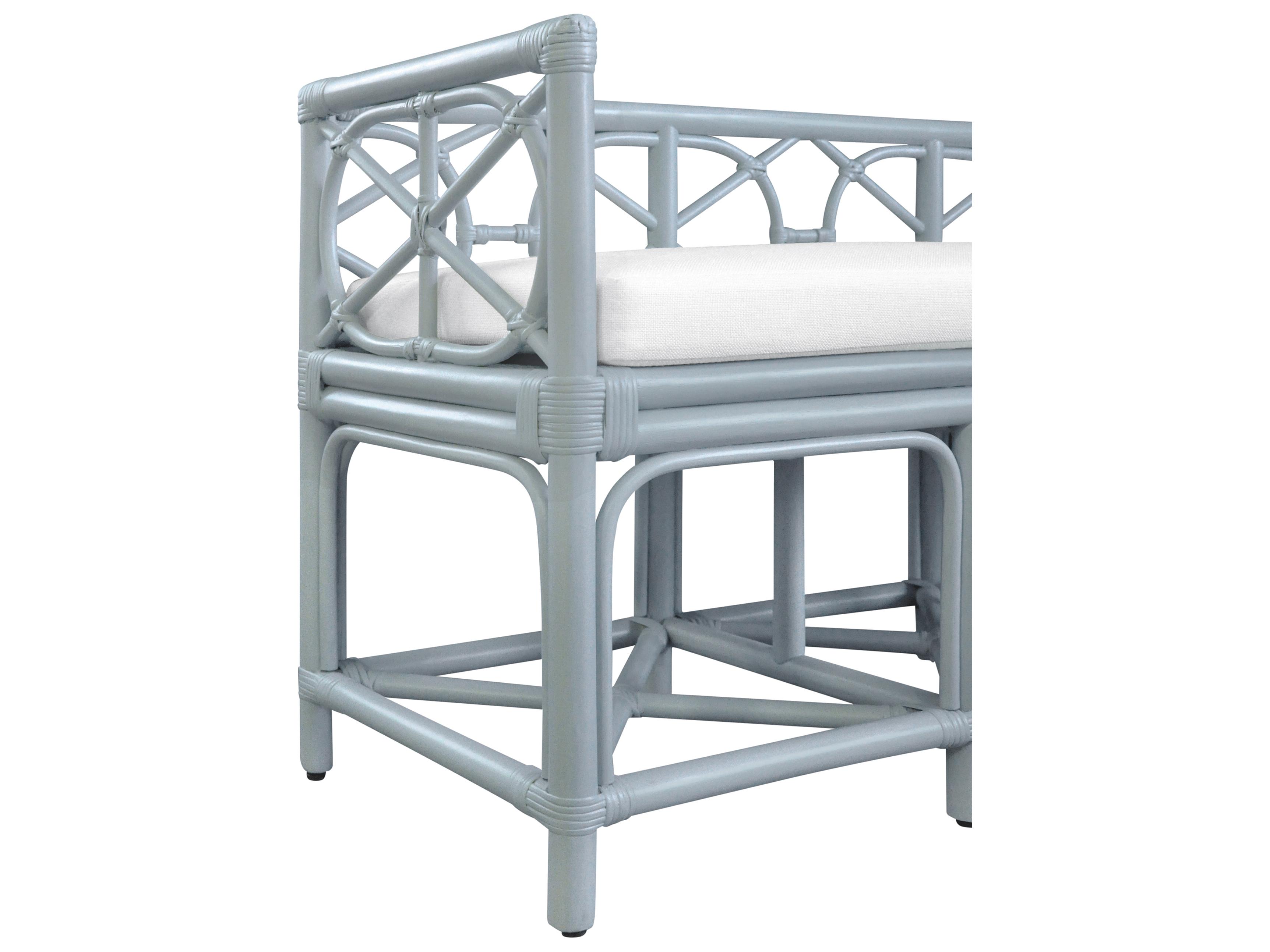 Worlds Away Blue Upholstered Accent Bench