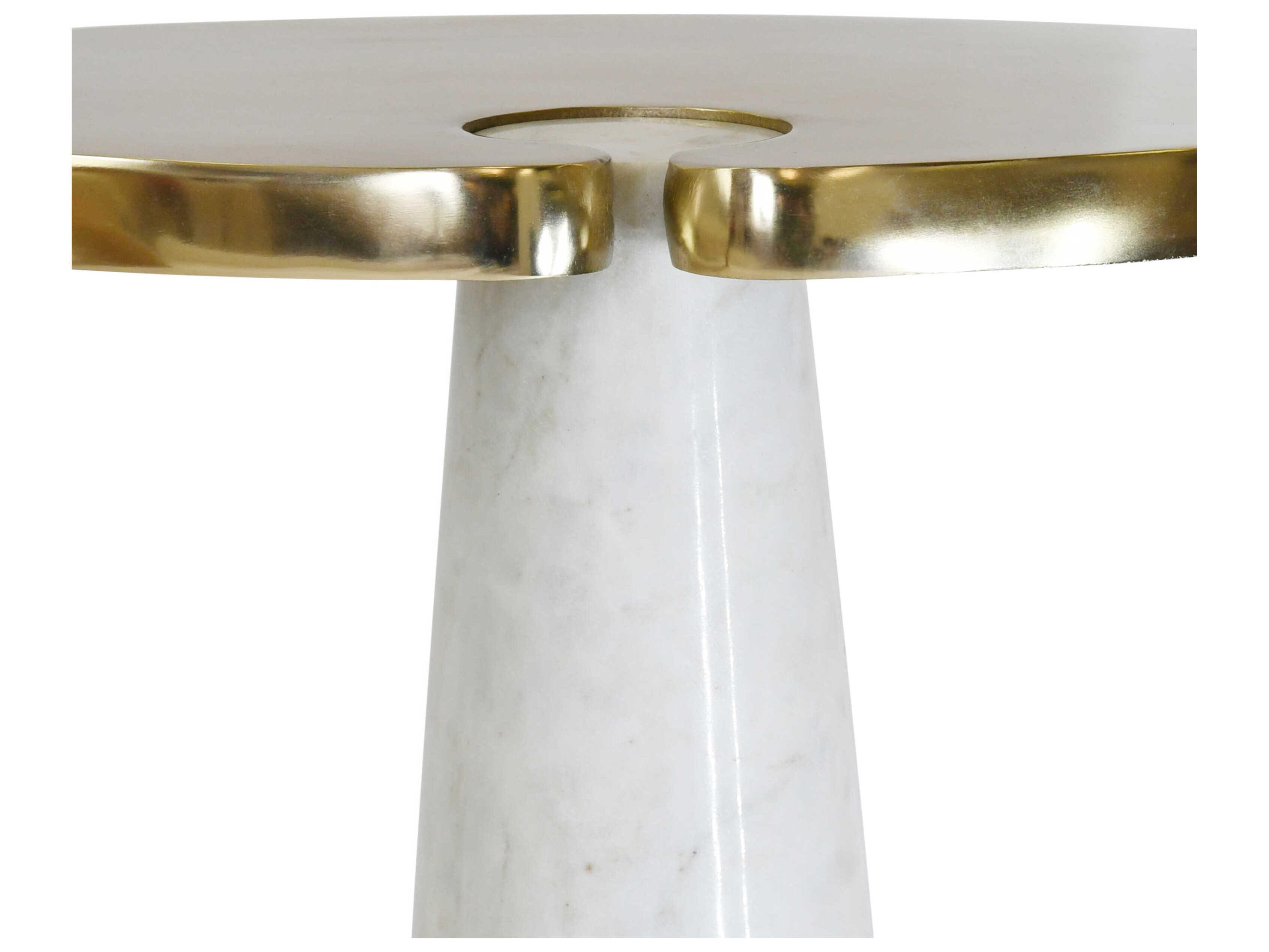 Worlds Away Oval Marble Brass White End Table