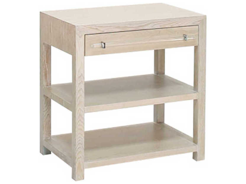 Worlds Away Rectangular Wood Acrylic & Nickel Cerused Oak End Table