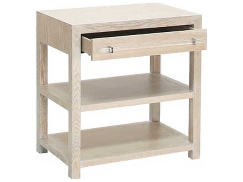 Worlds Away Rectangular Wood Acrylic & Nickel Cerused Oak End Table