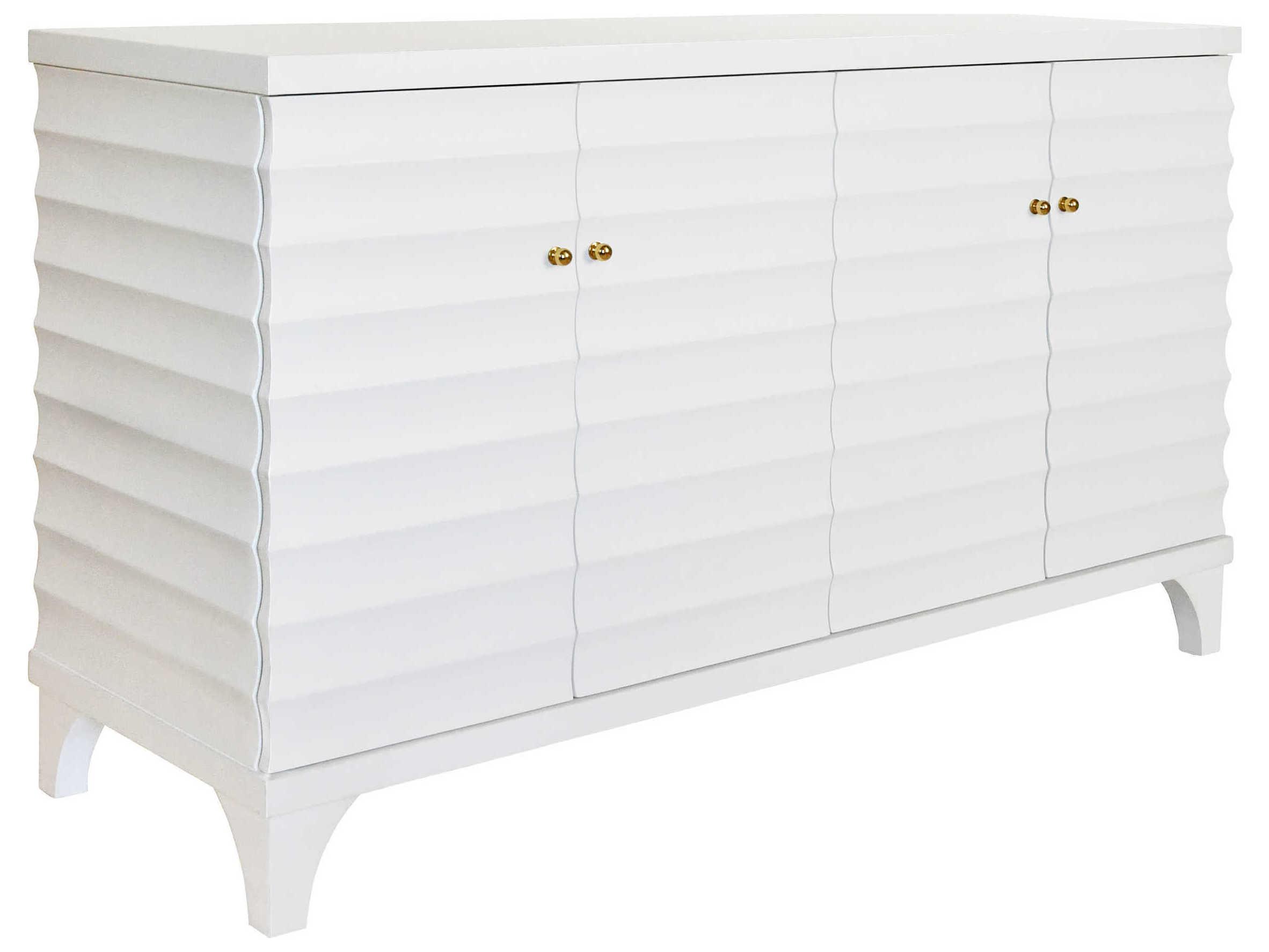 Worlds Away 60" Matte White Lacquer Sideboard