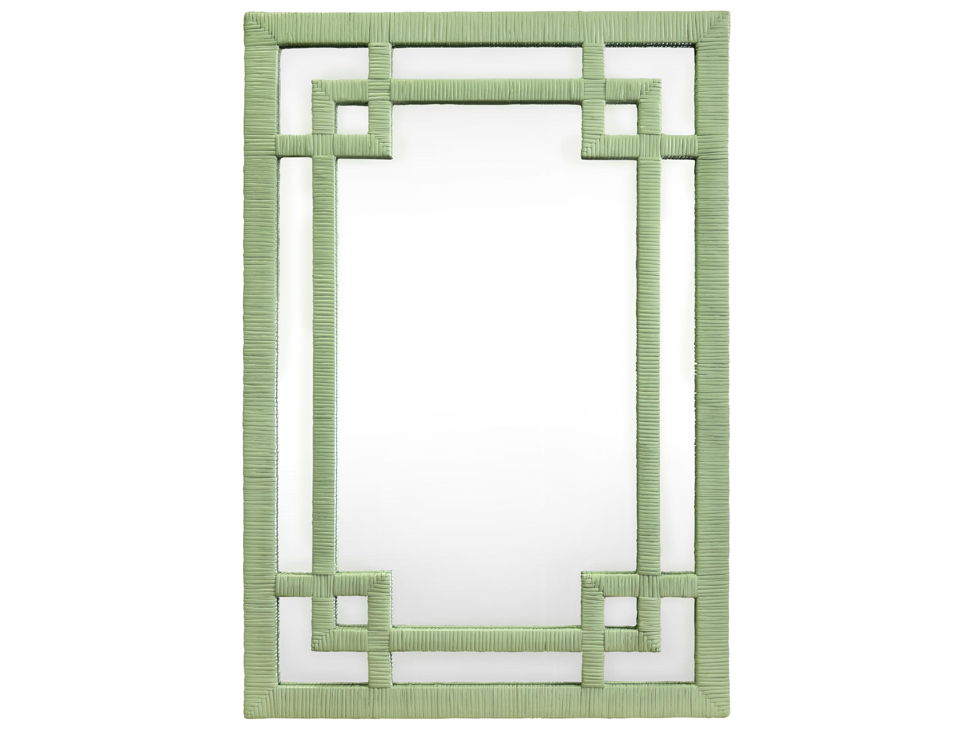Worlds Away Greek Key Sage Green Wall Mirror Rectangular