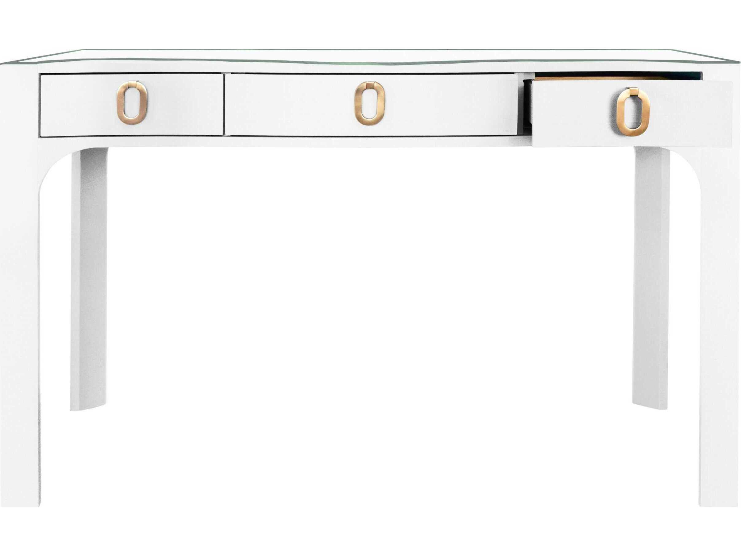 Worlds Away White Hardwood Secretary Desk