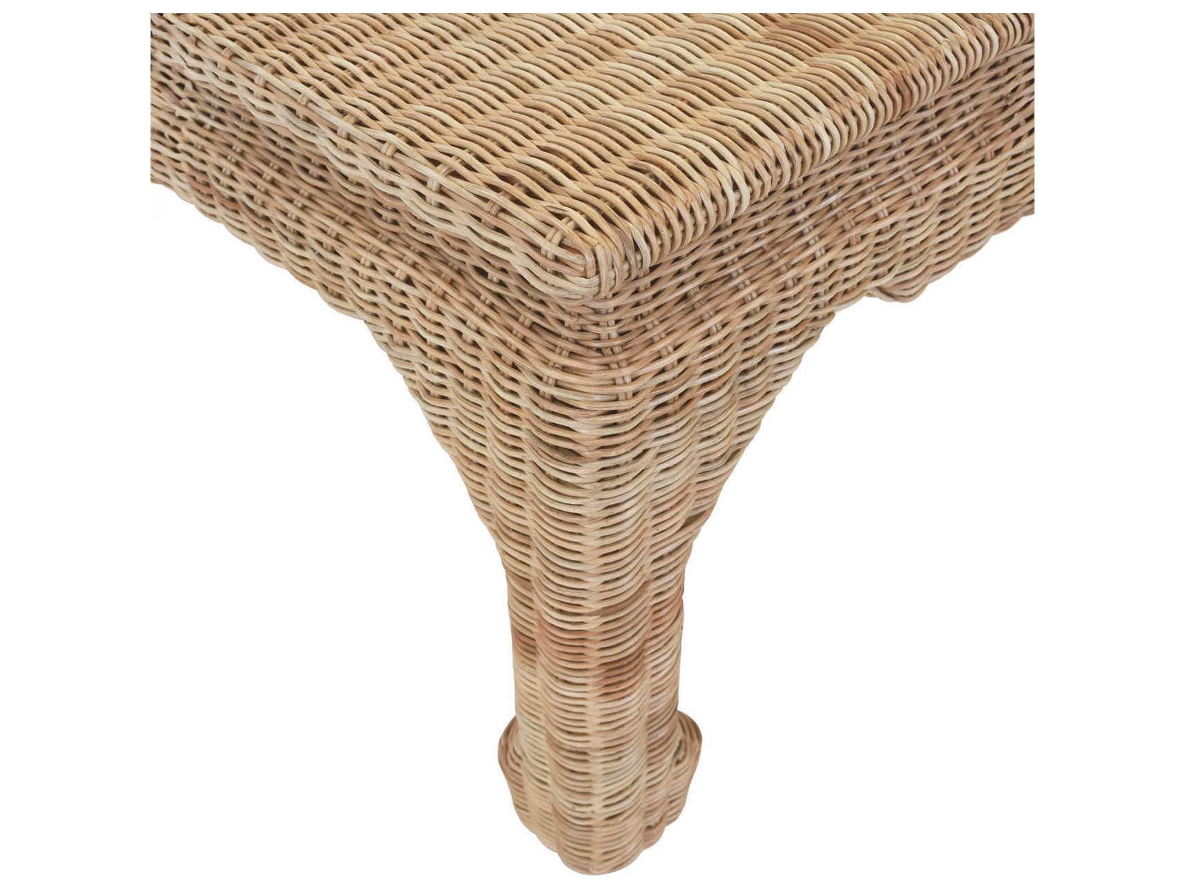 Worlds Away Ming Style Rectangular Natural Rattan Coffee Table
