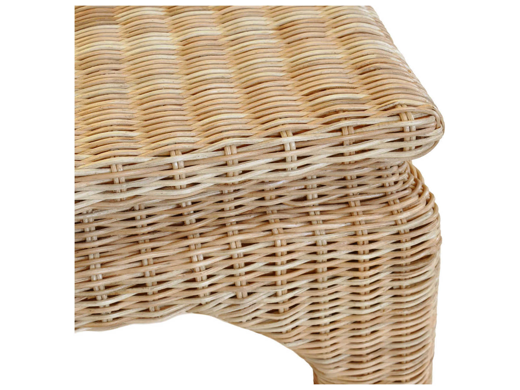 Worlds Away Ming Style Rectangular Natural Rattan Coffee Table