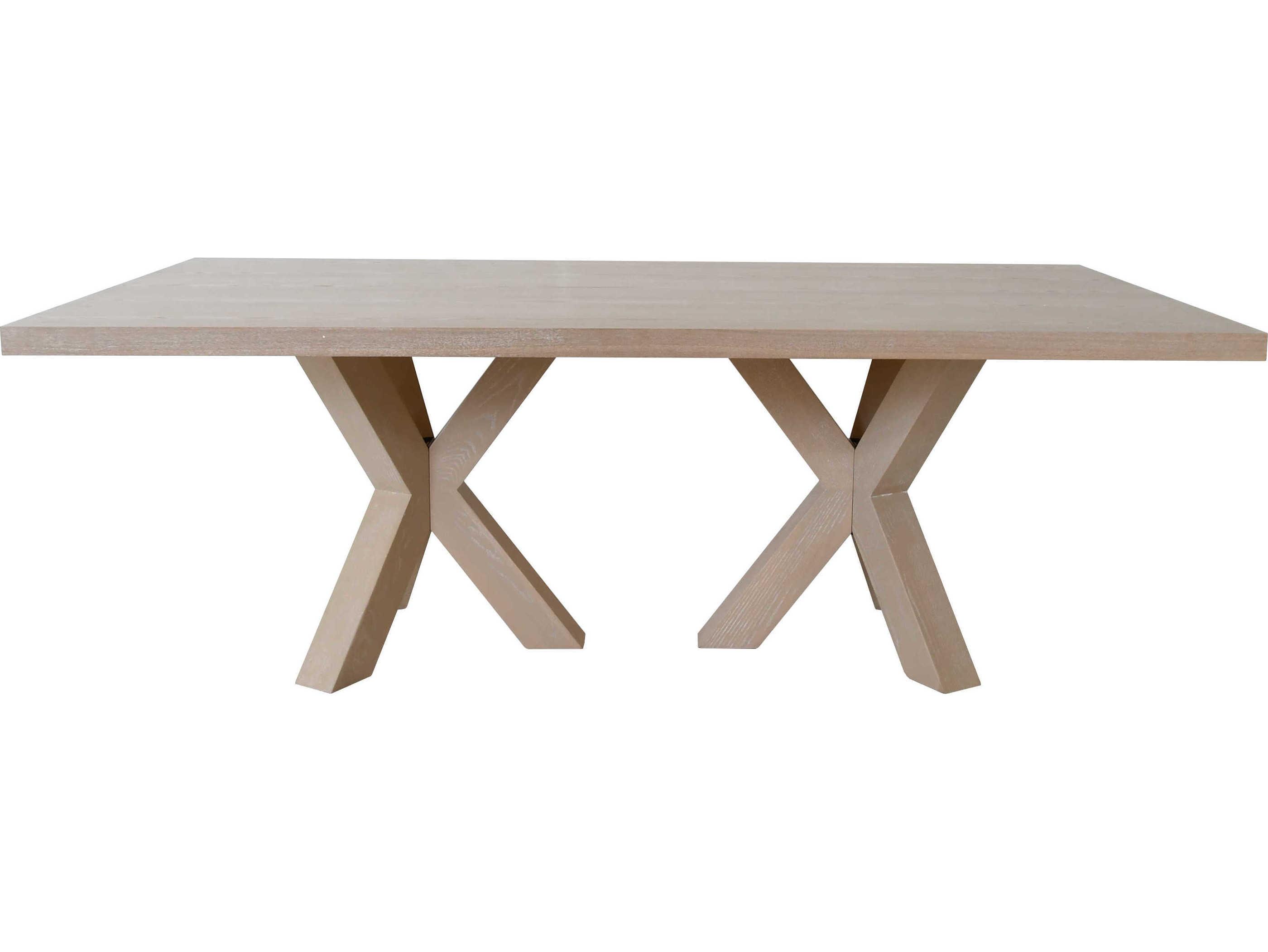 Worlds Away Rectangular Wood Cerused Oak Dining Table