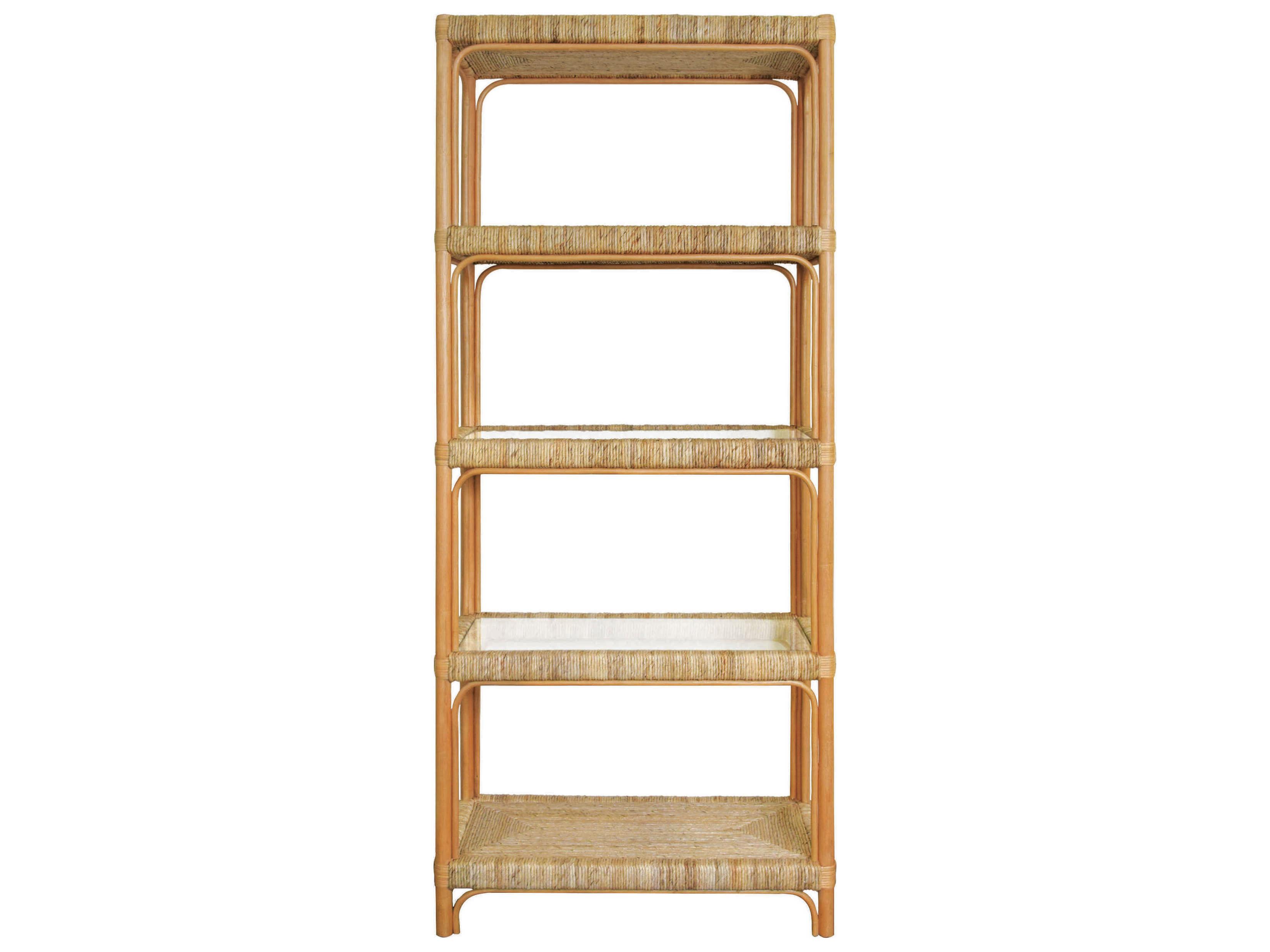 Worlds Away Natural Rattan Etagere