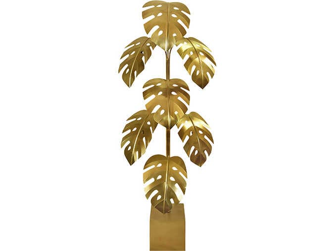 Worlds Away Iggy Monstera Tree Brass Floor Lamp